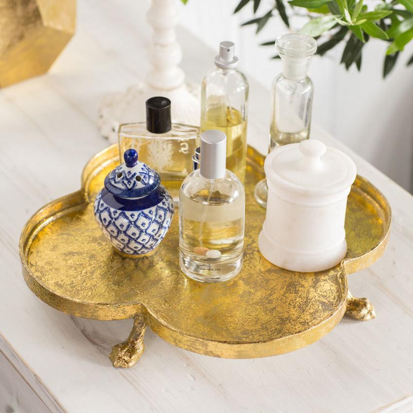 Vagabond Vintage Quadrefoil Footed Tray in Gold Leaf