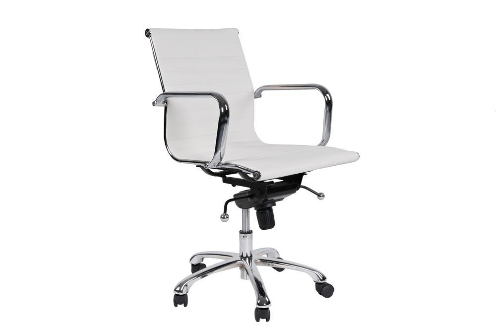 Manhattan Comfort Delancey Mid-Back Adjustable Office Chair in White- Set of 2