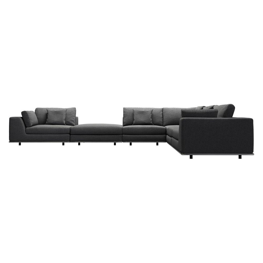 Modloft Perry 2 Arm Corner Sofa With Ottoman