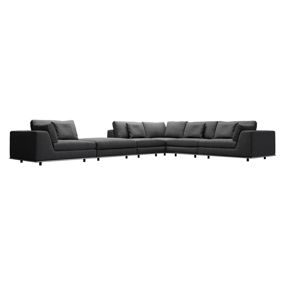 Modloft Perry 2 Arm Corner Sofa With Ottoman