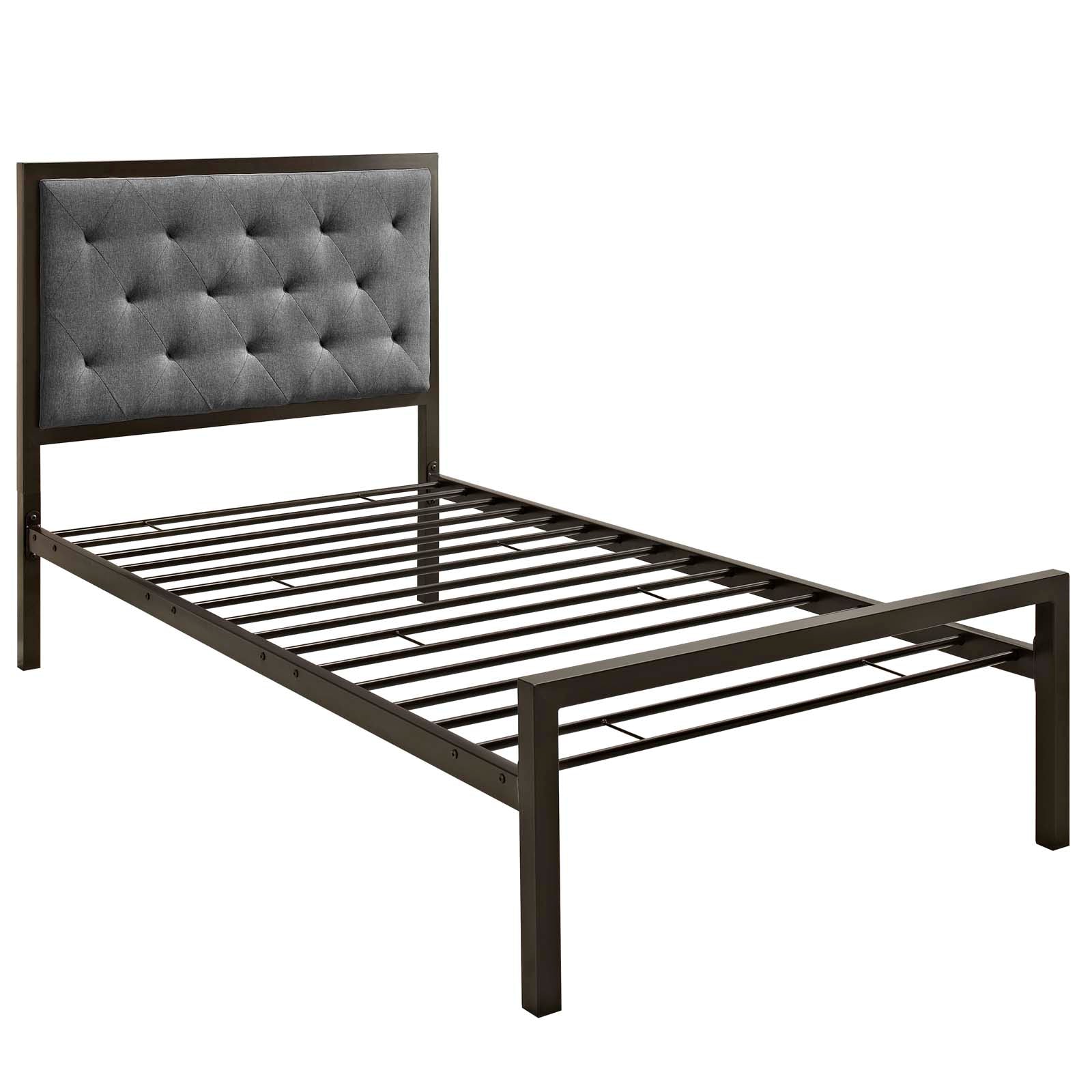 Modway Mia Twin Fabric Bed - Brown Gray | Beds | Modishstore-2