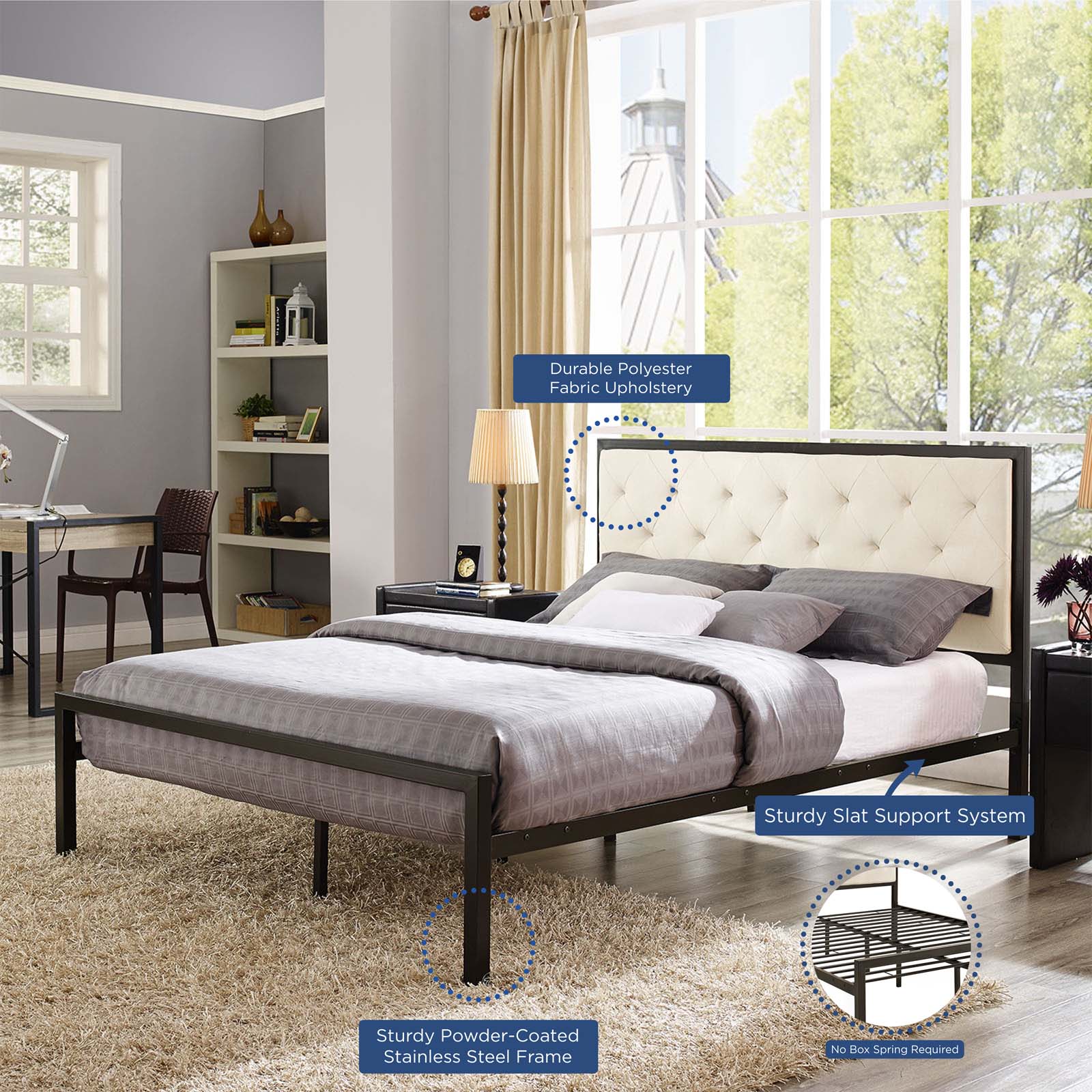 Modway Mia Queen Fabric Bed Frame | Beds | Modishstore-9