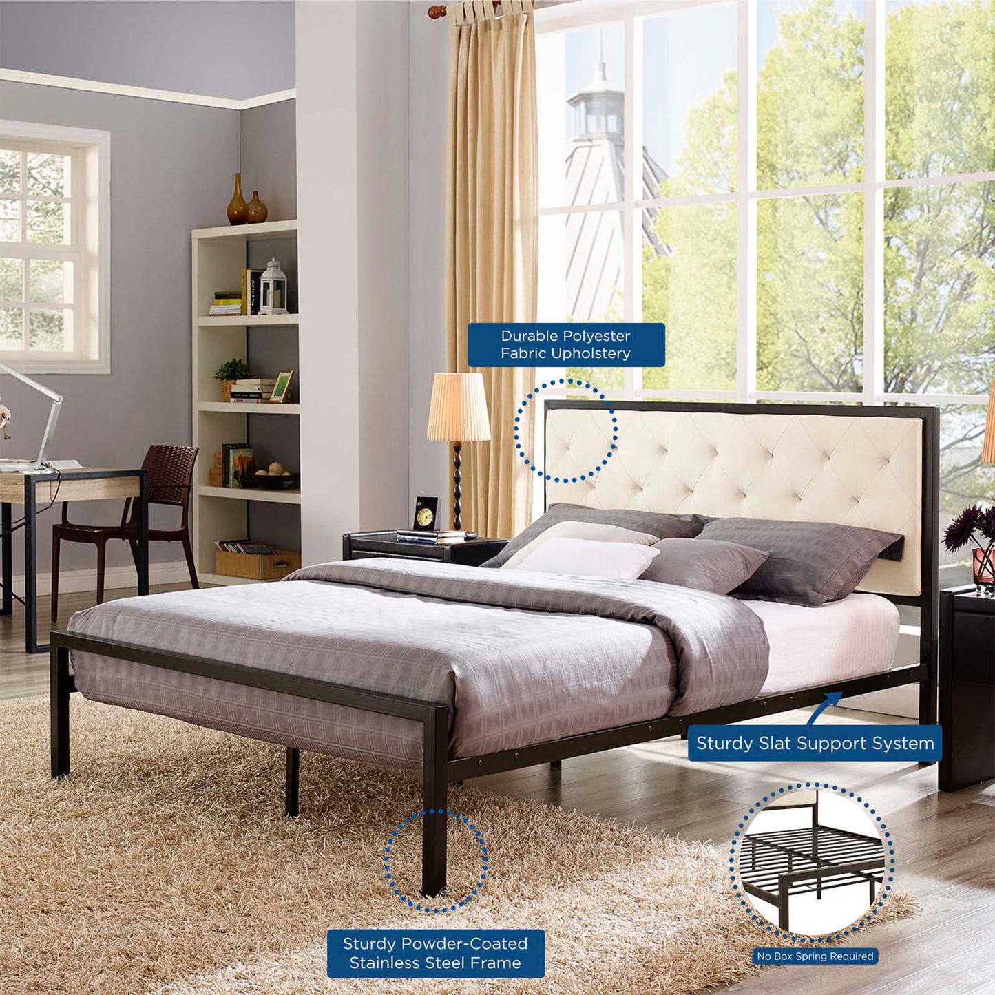 Modway Mia Queen Fabric Bed Frame | Beds | Modishstore-8