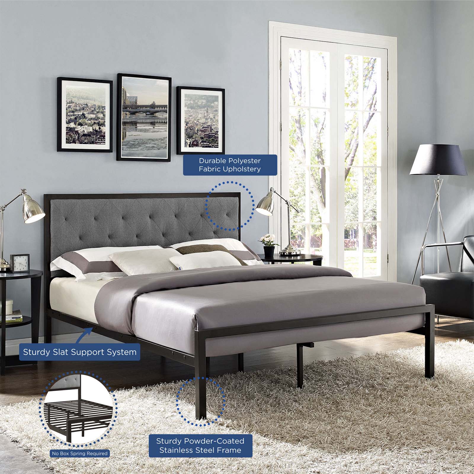 Modway Mia Queen Fabric Bed Frame | Beds | Modishstore