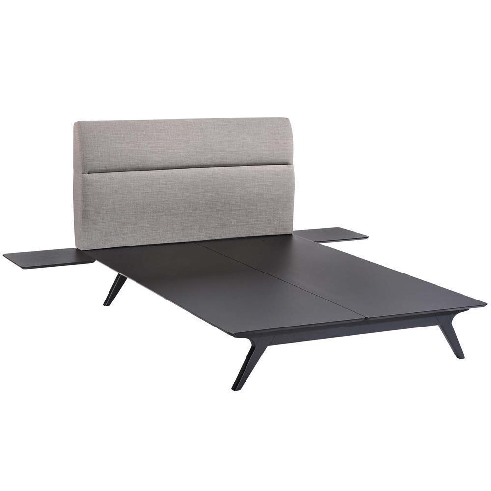Modway Addison 3 Piece Queen Bedroom Set - Black Gray