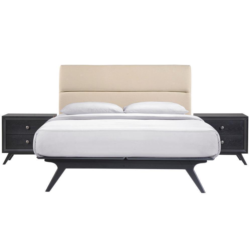 Modway Addison 3 Piece Queen Bedroom Set - Black Beige