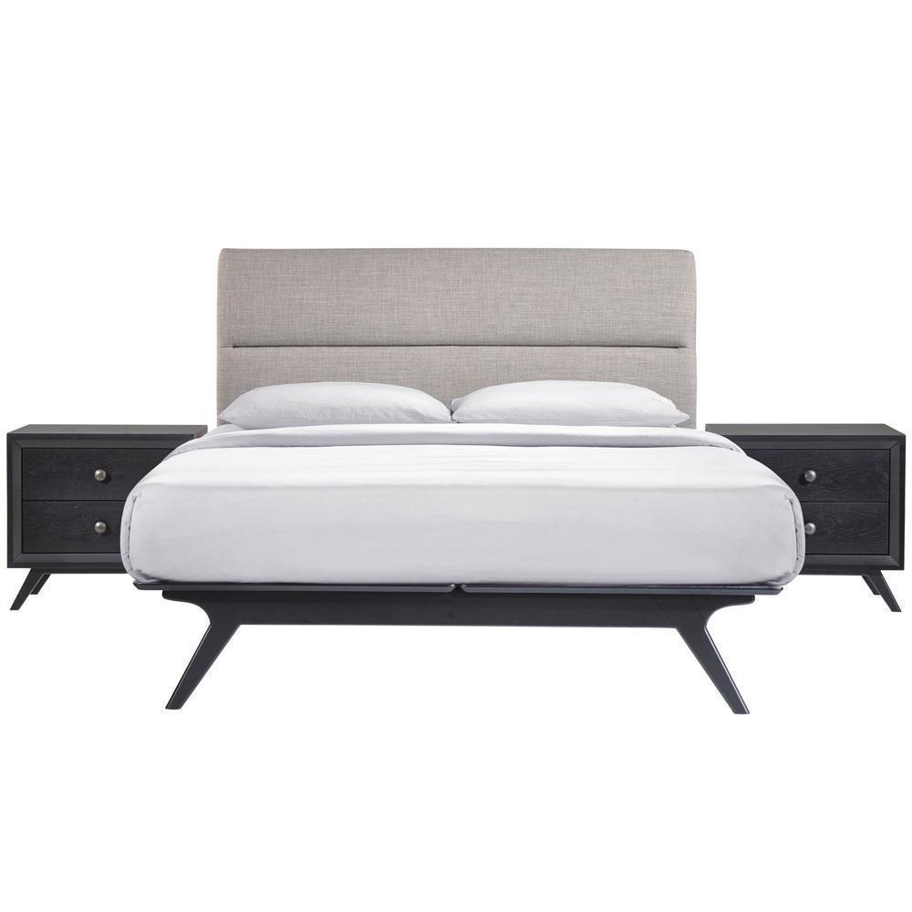 Modway Addison 3 Piece Queen Bedroom Set - Black Gray