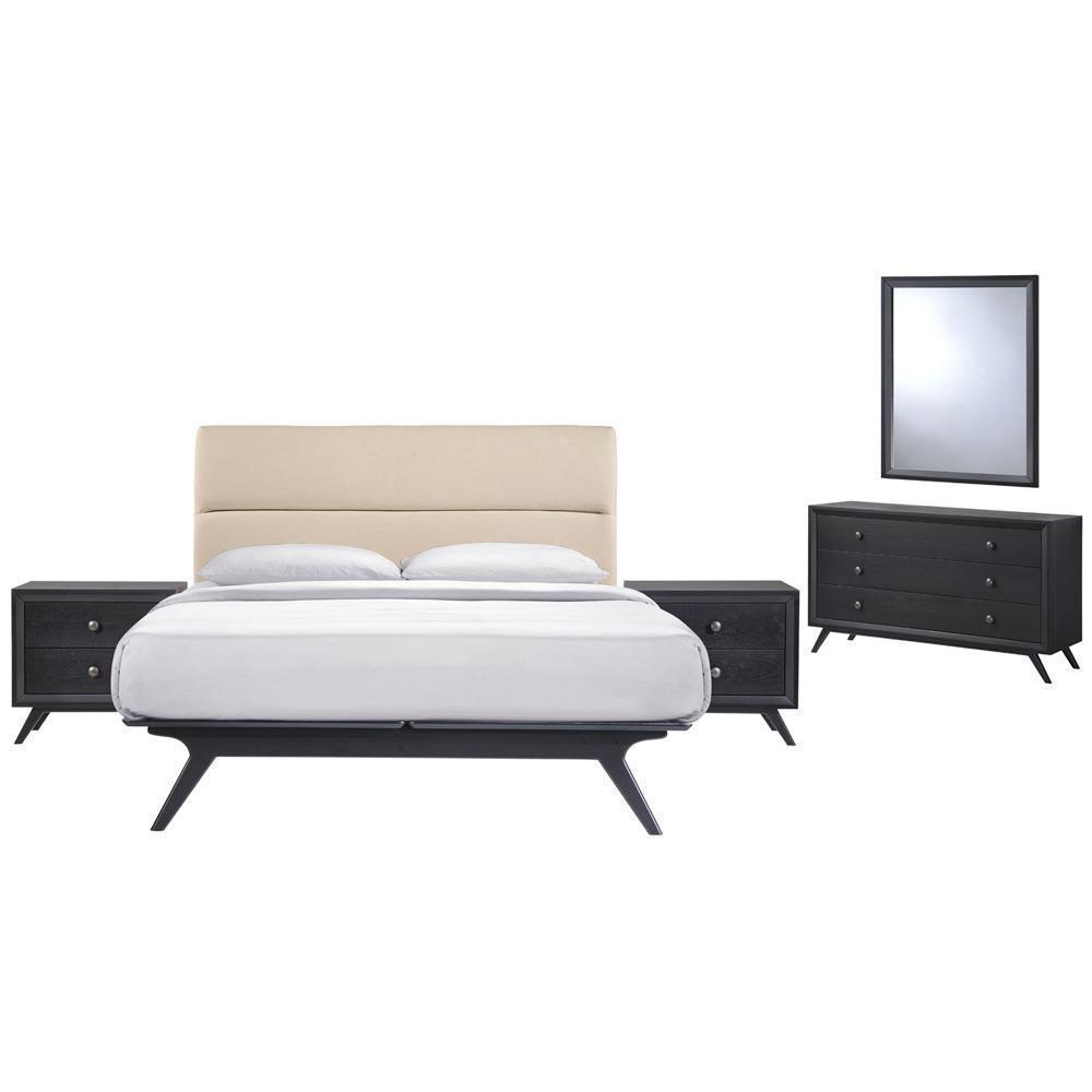 Modway Addison 5 Piece Queen Bedroom Set - Black Beige