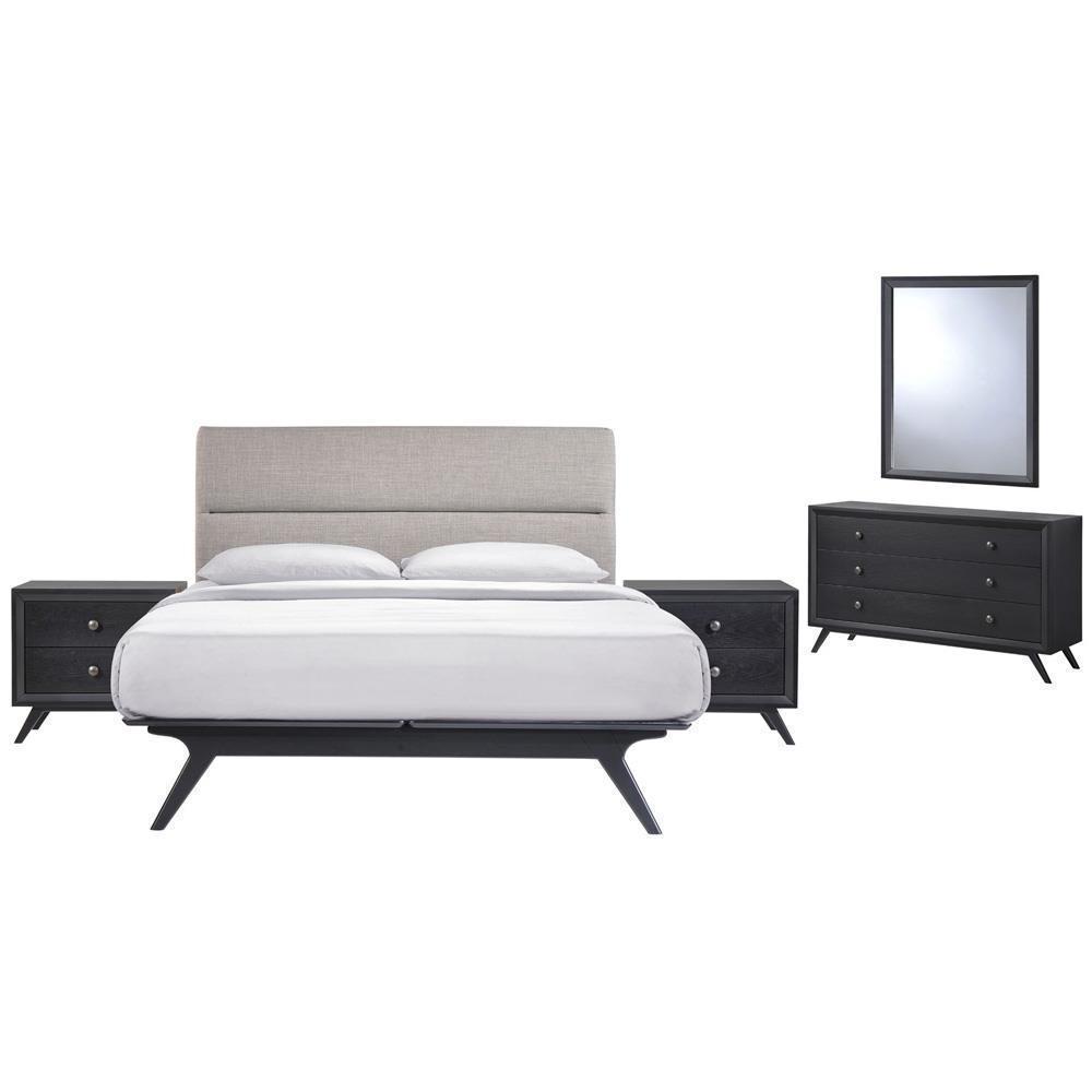 Modway Addison 5 Piece Queen Bedroom Set - Black Gray
