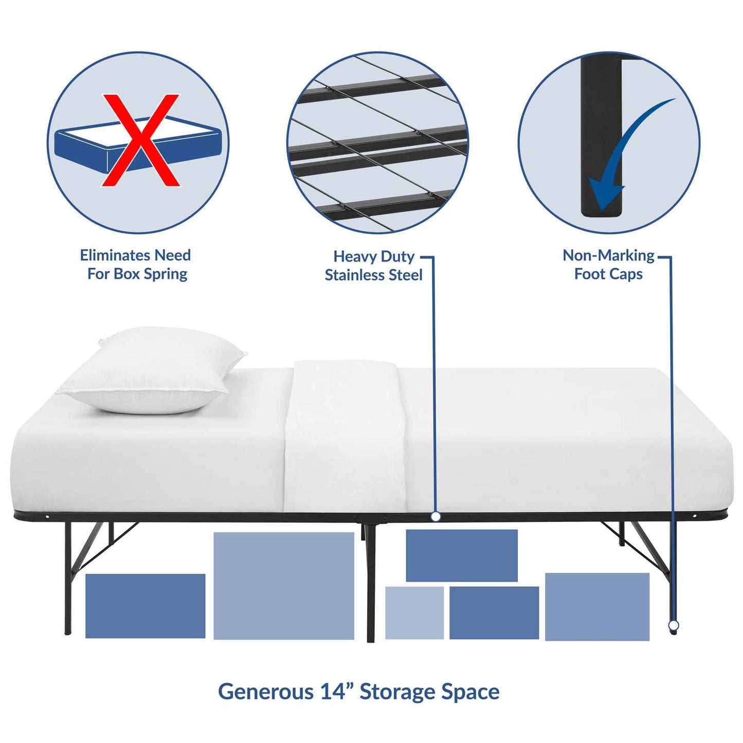 Modway Horizon Twin Stainless Steel Bed Frame | Beds | 
