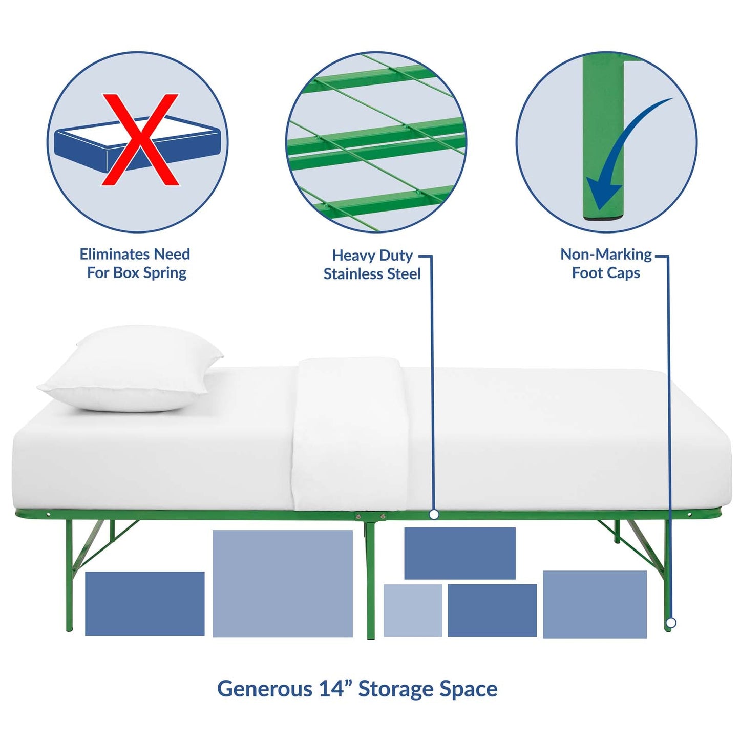 Modway Horizon Twin Stainless Steel Bed Frame | Beds | 