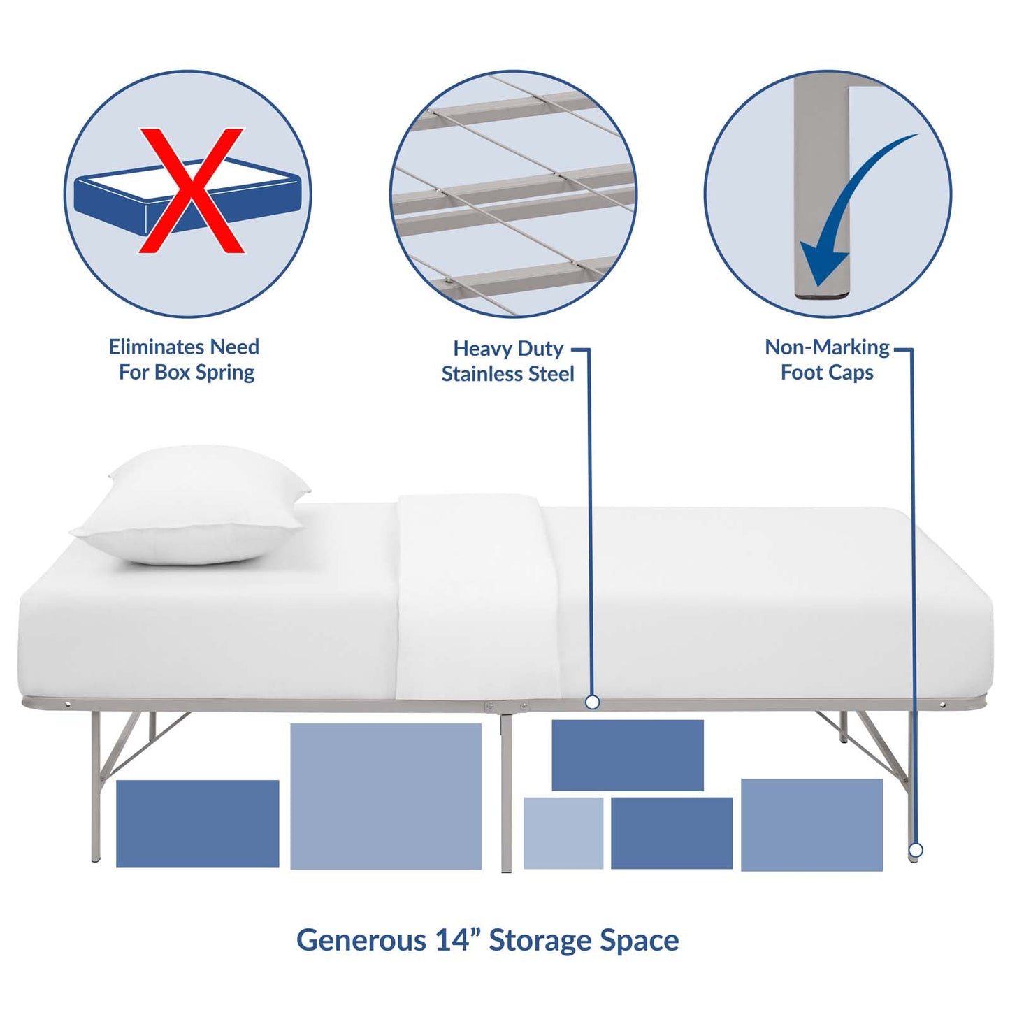Modway Horizon Twin Stainless Steel Bed Frame | Beds | 