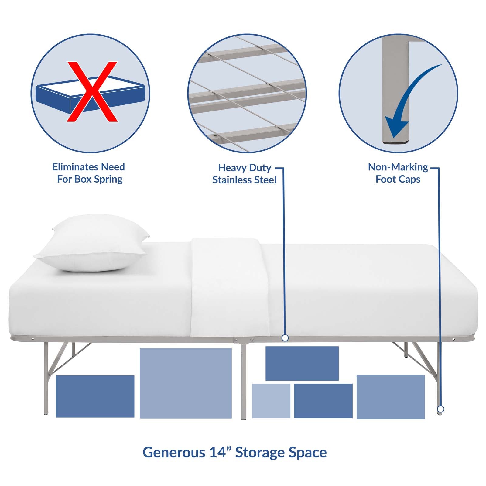 Modway Horizon Twin Stainless Steel Bed Frame | Beds | 