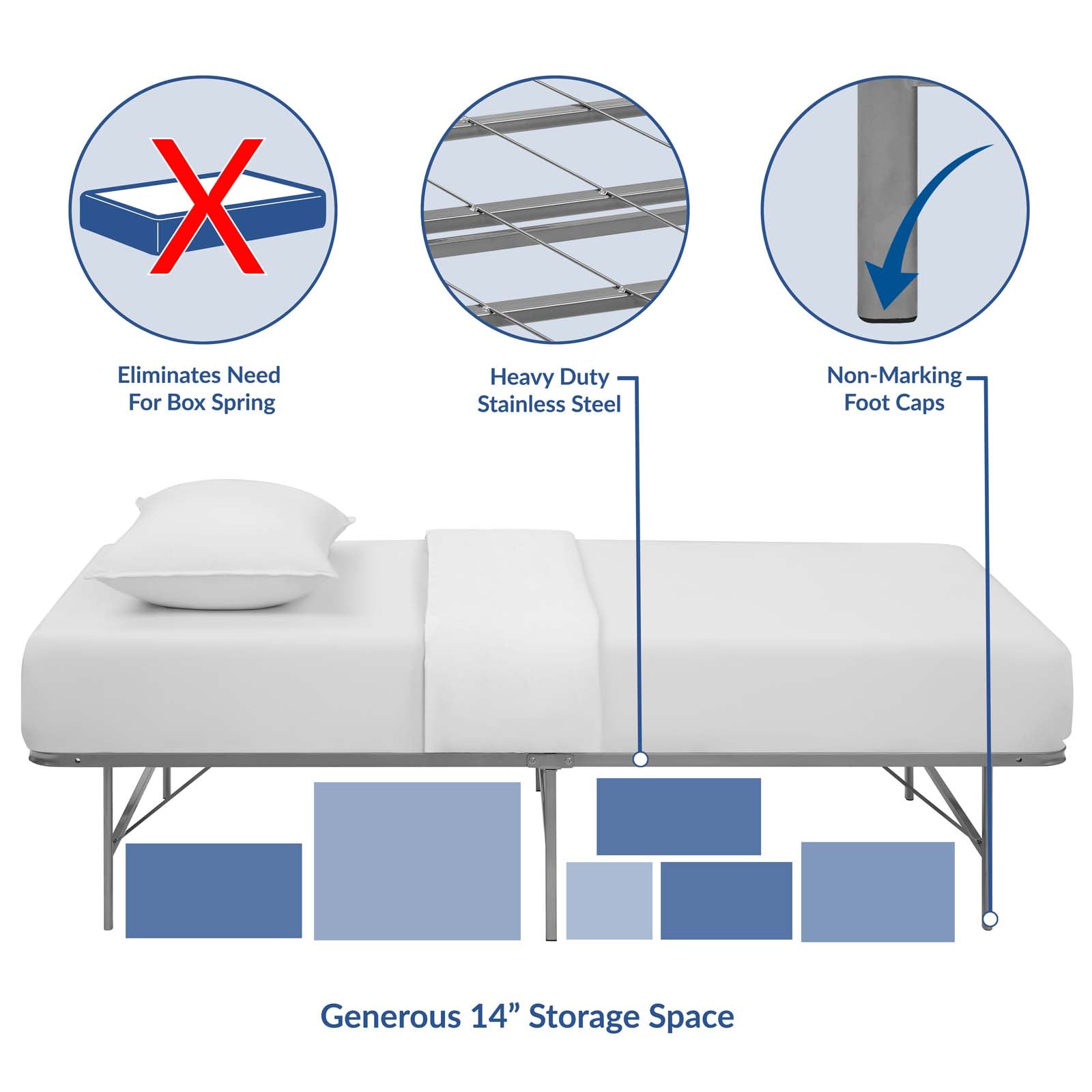Modway Horizon Twin Stainless Steel Bed Frame | Beds | 