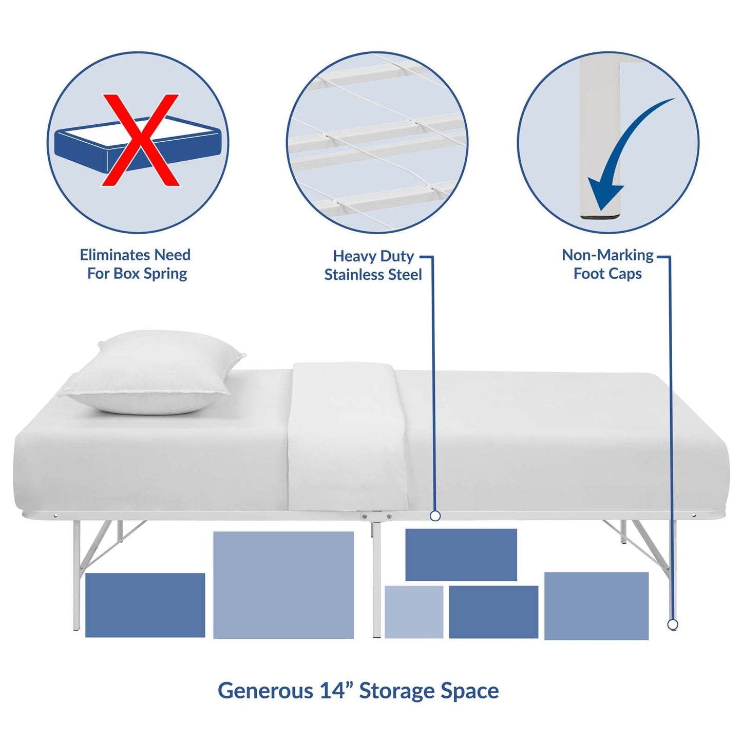 Modway Horizon Twin Stainless Steel Bed Frame | Beds | 