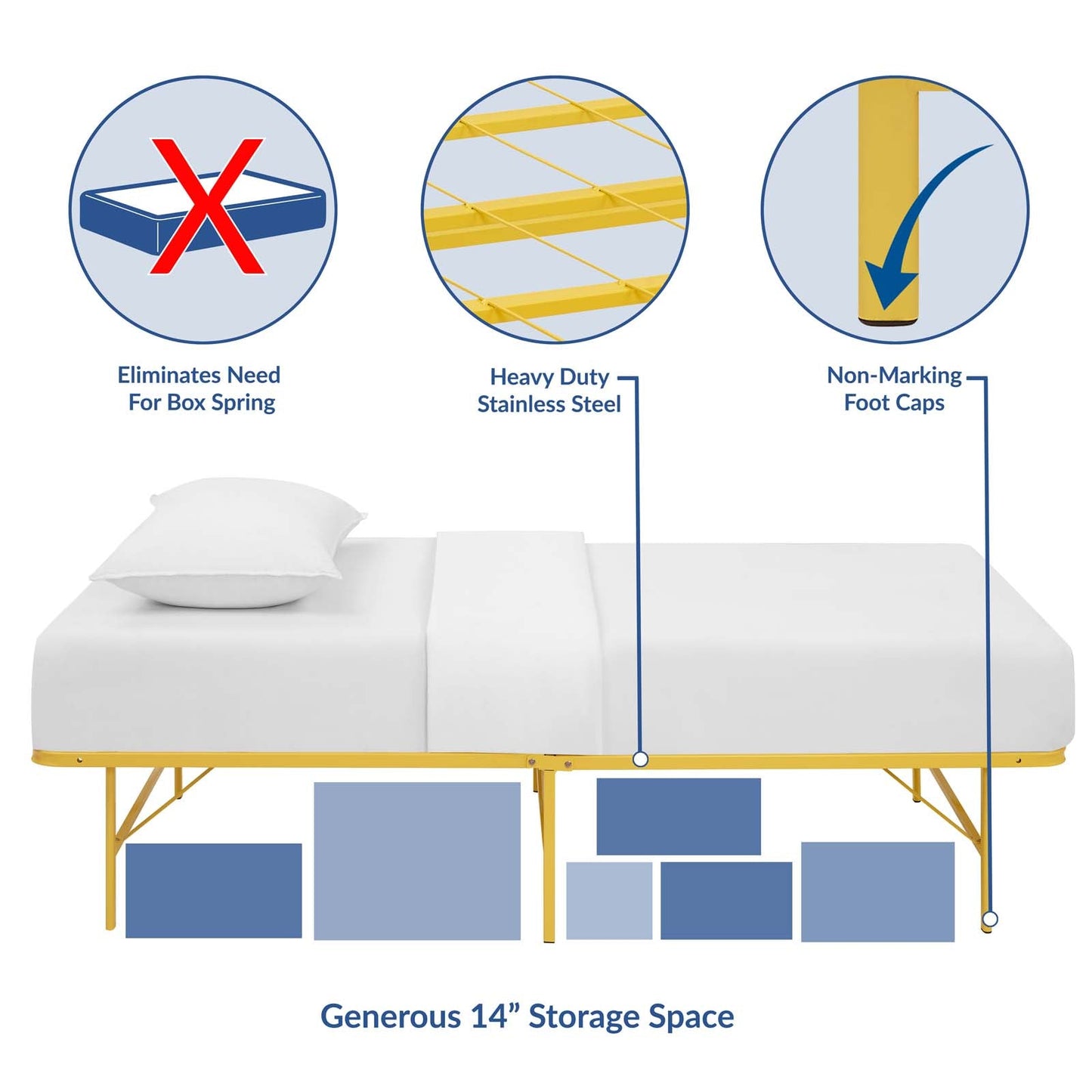 Modway Horizon Twin Stainless Steel Bed Frame | Beds | 