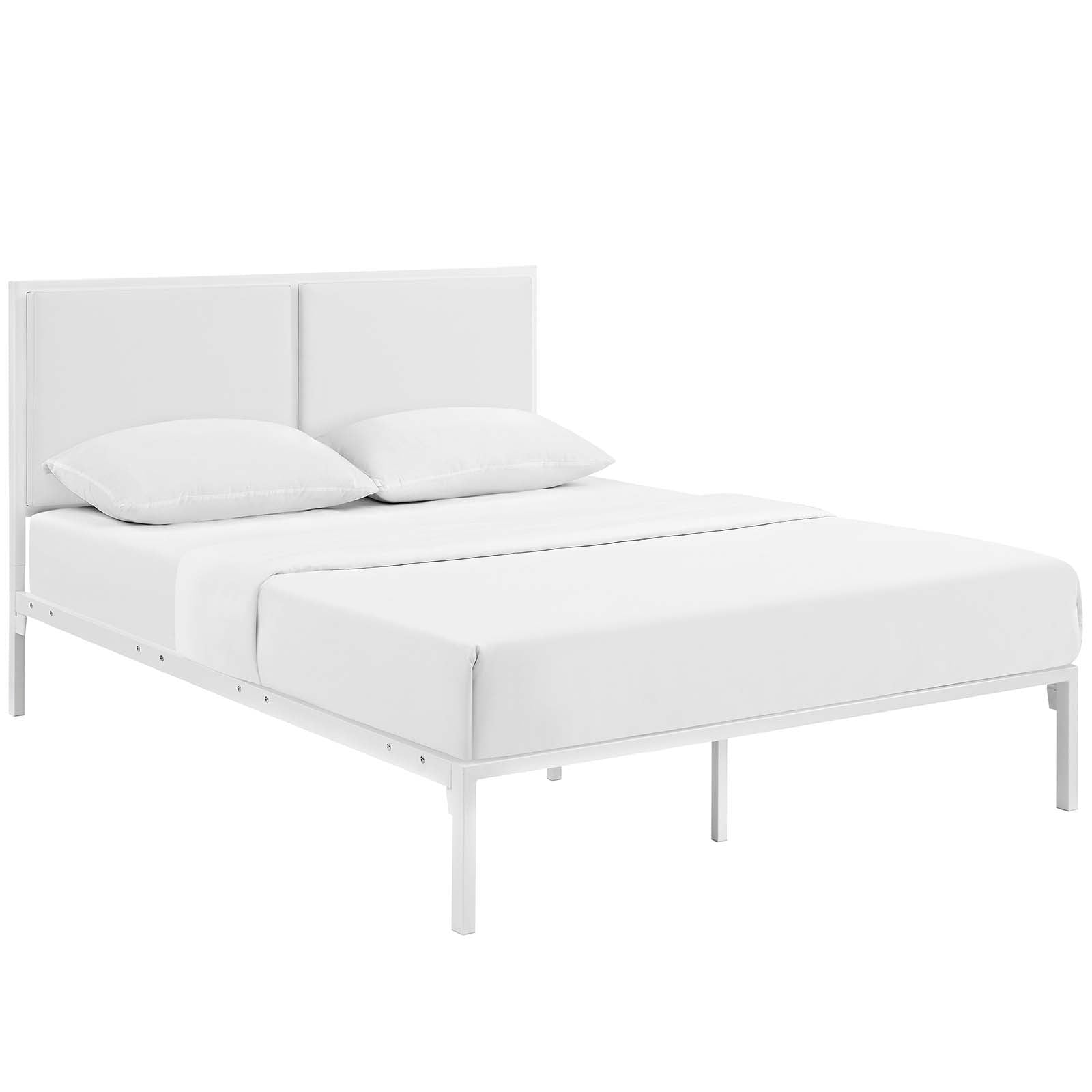 Modway Della King Vinyl Bed - White White | Beds | 