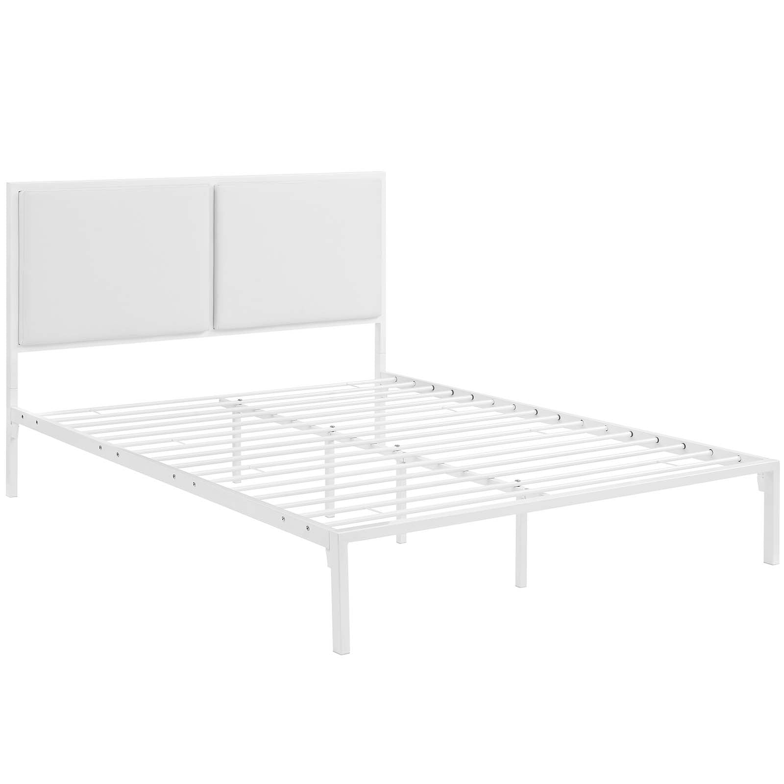 Modway Della King Vinyl Bed - White White | Beds | 