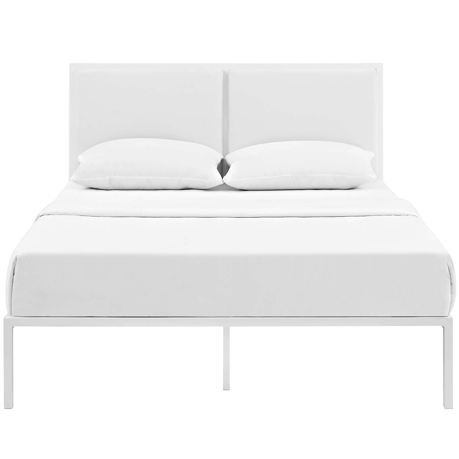 Modway Della King Vinyl Bed - White White | Beds | 