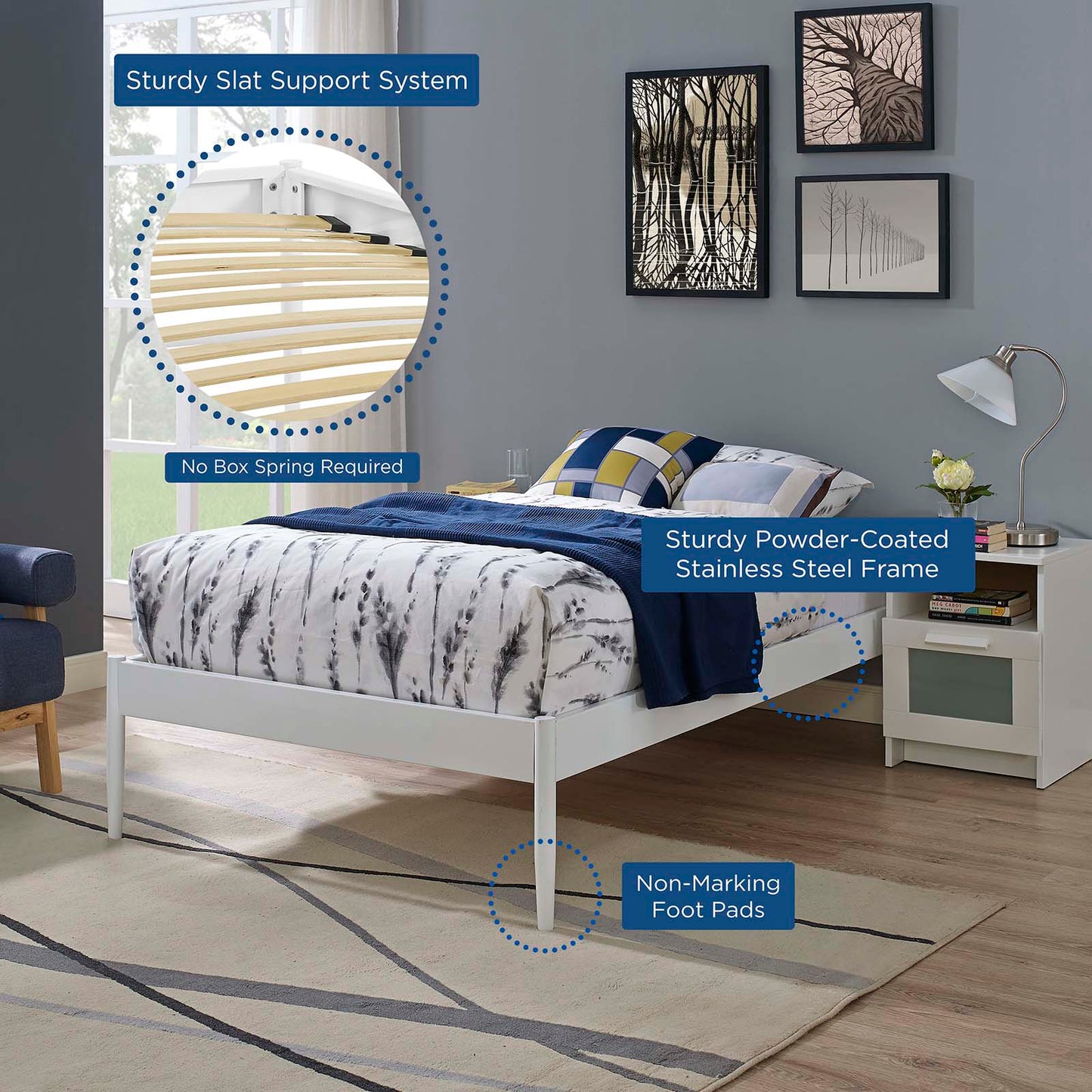 Modway Elsie Twin Bed Frame - White | Beds | 