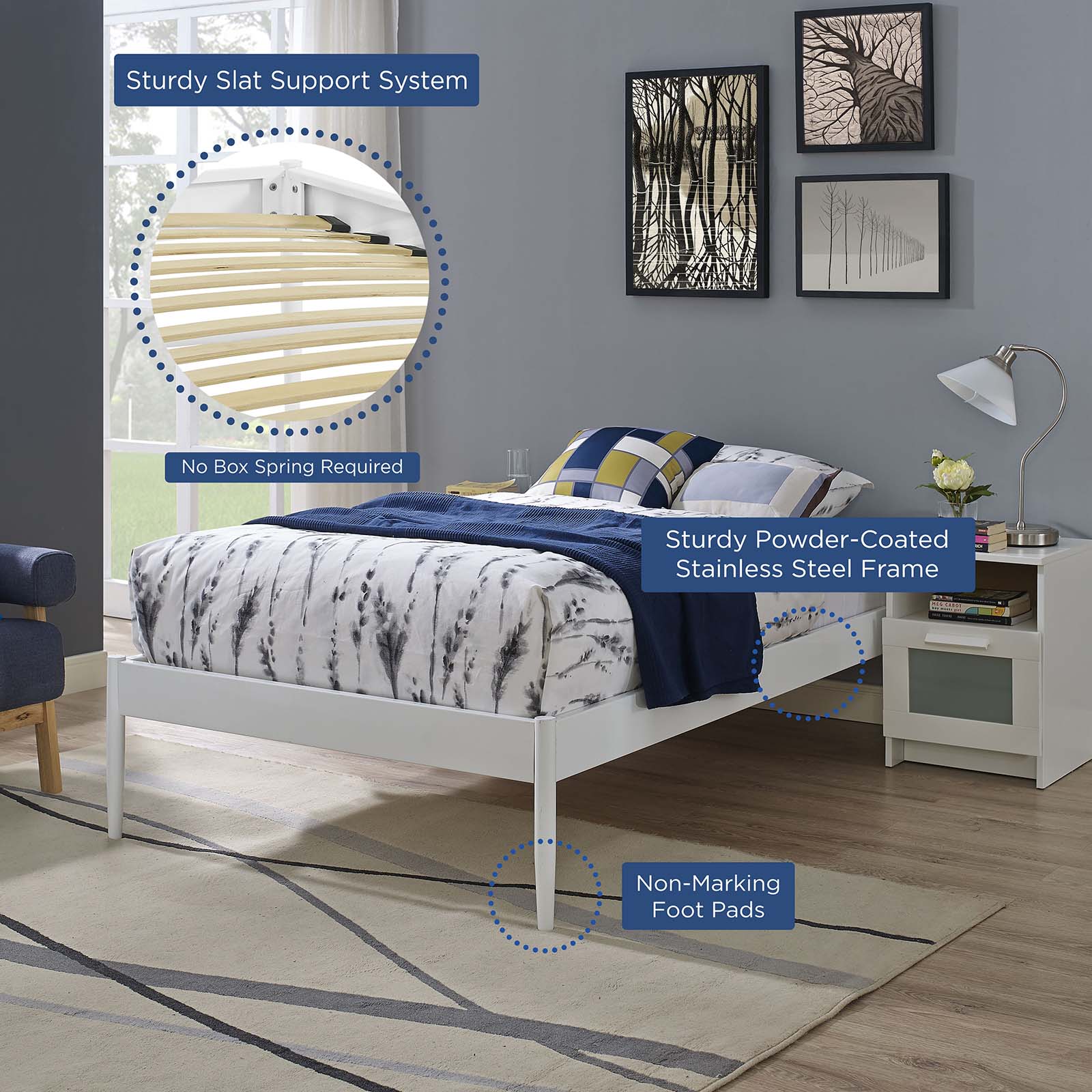 Modway Elsie Twin Bed Frame - White | Beds | 