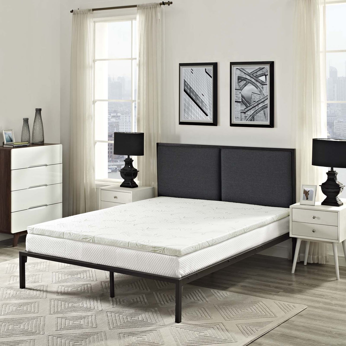 Relax Queen 2" Gel Memory Foam Mattress Topper By Modway - MOD-5573 | Mattresses | Modishstore