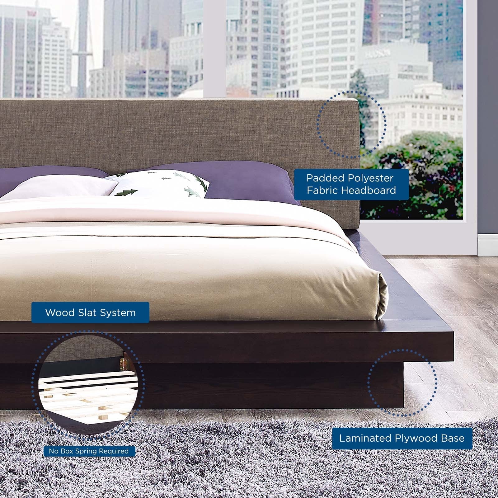 Modway Freja Queen Fabric Platform Bed | Beds | 