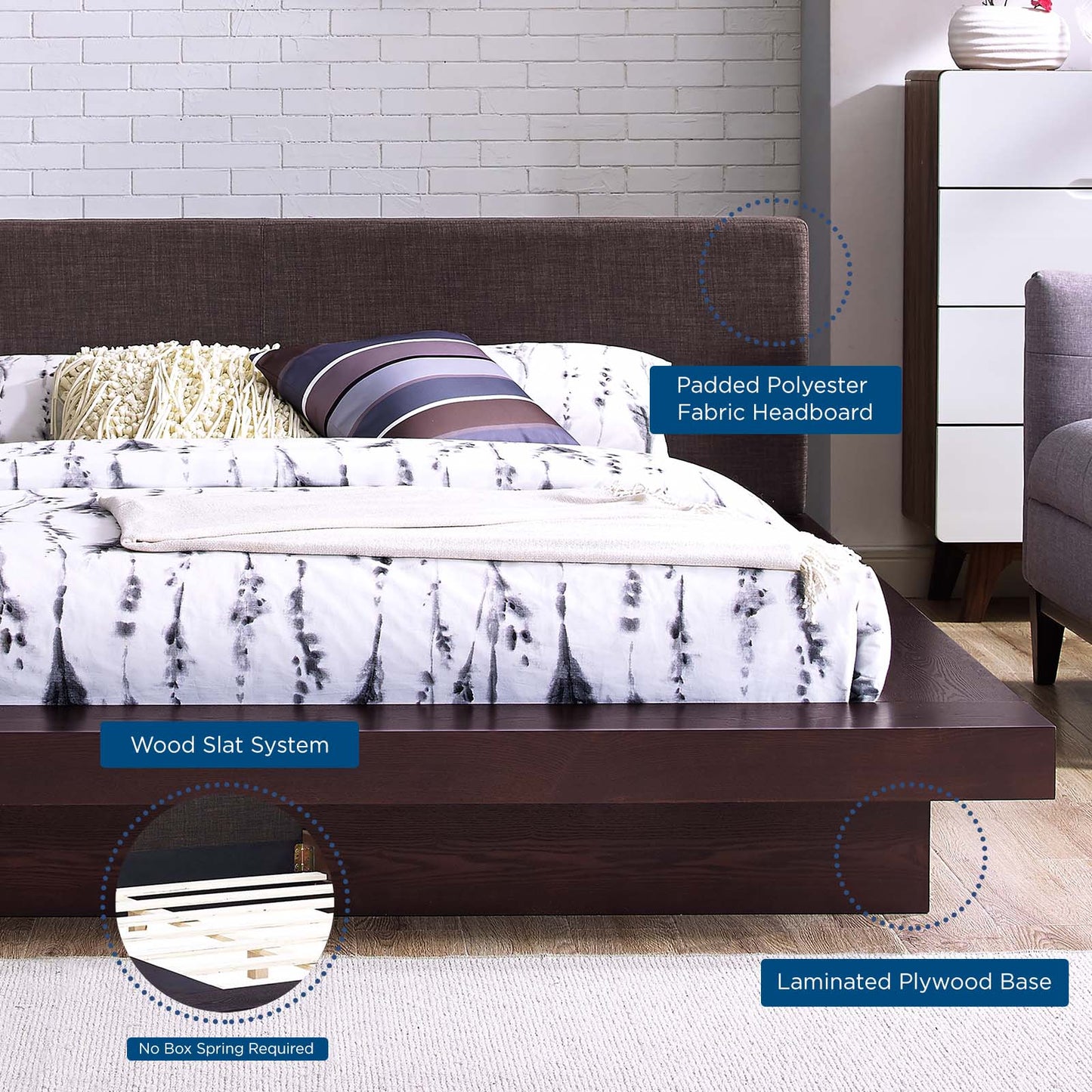 Modway Freja Queen Fabric Platform Bed | Beds | 