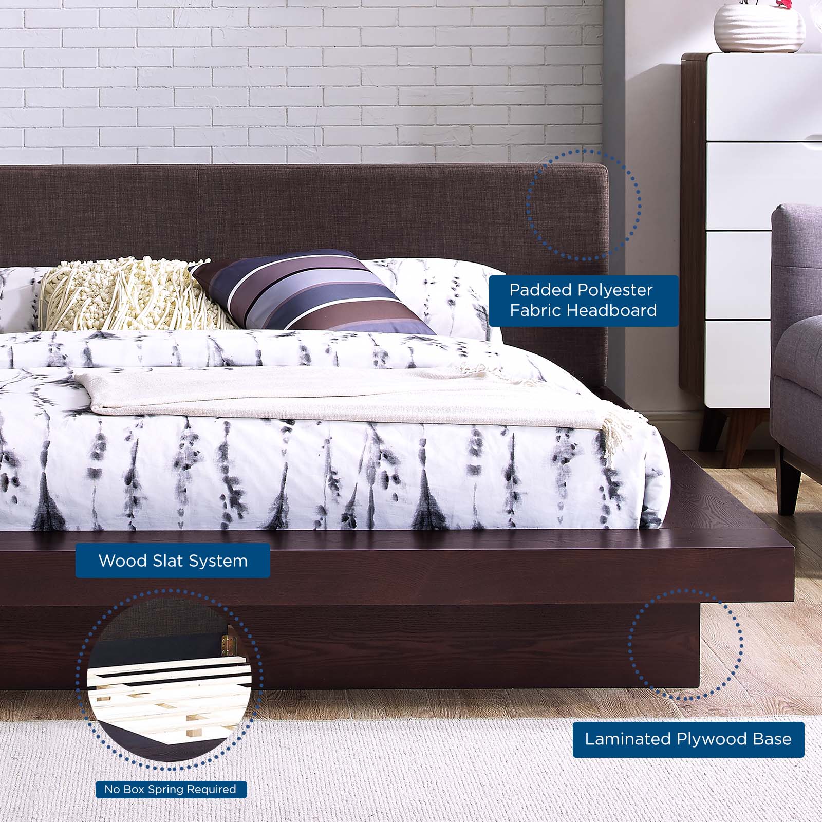 Modway Freja Queen Fabric Platform Bed | Beds | 