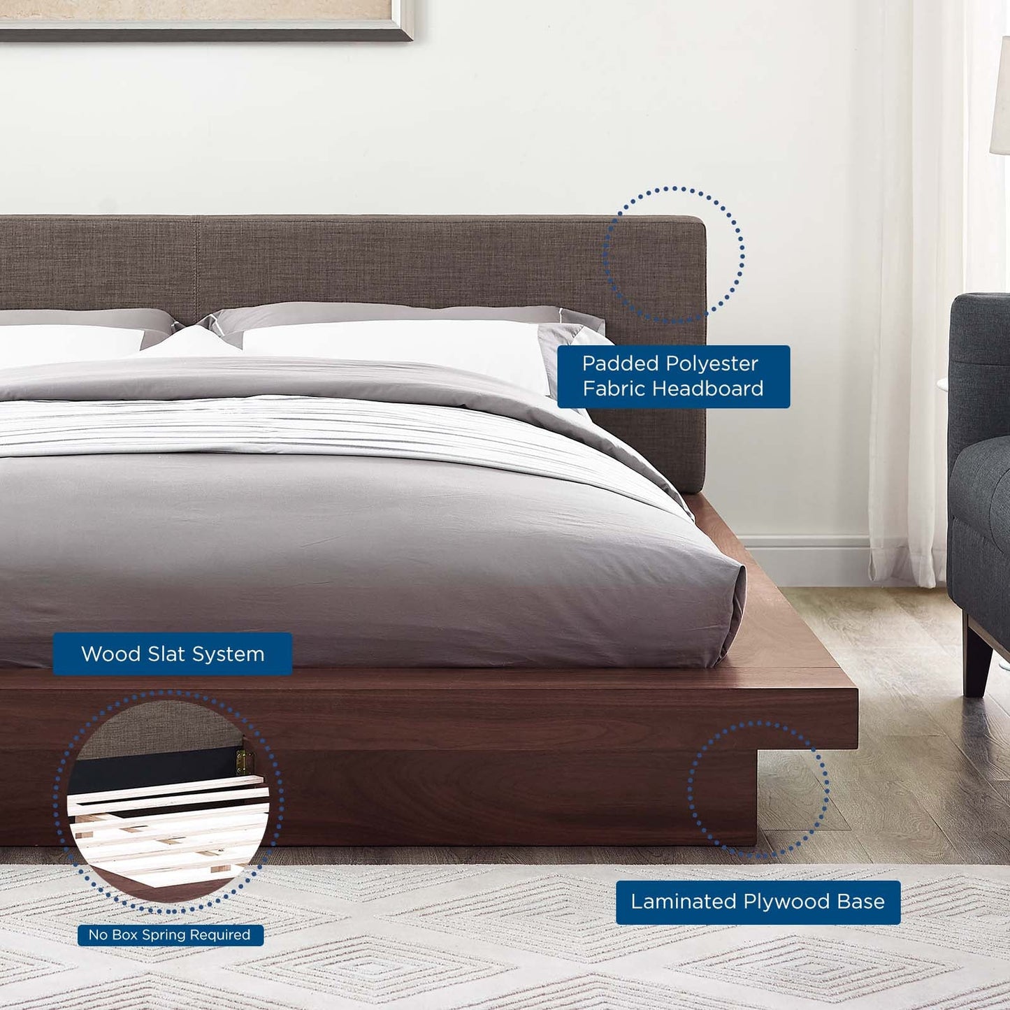 Modway Freja Queen Fabric Platform Bed | Beds | 