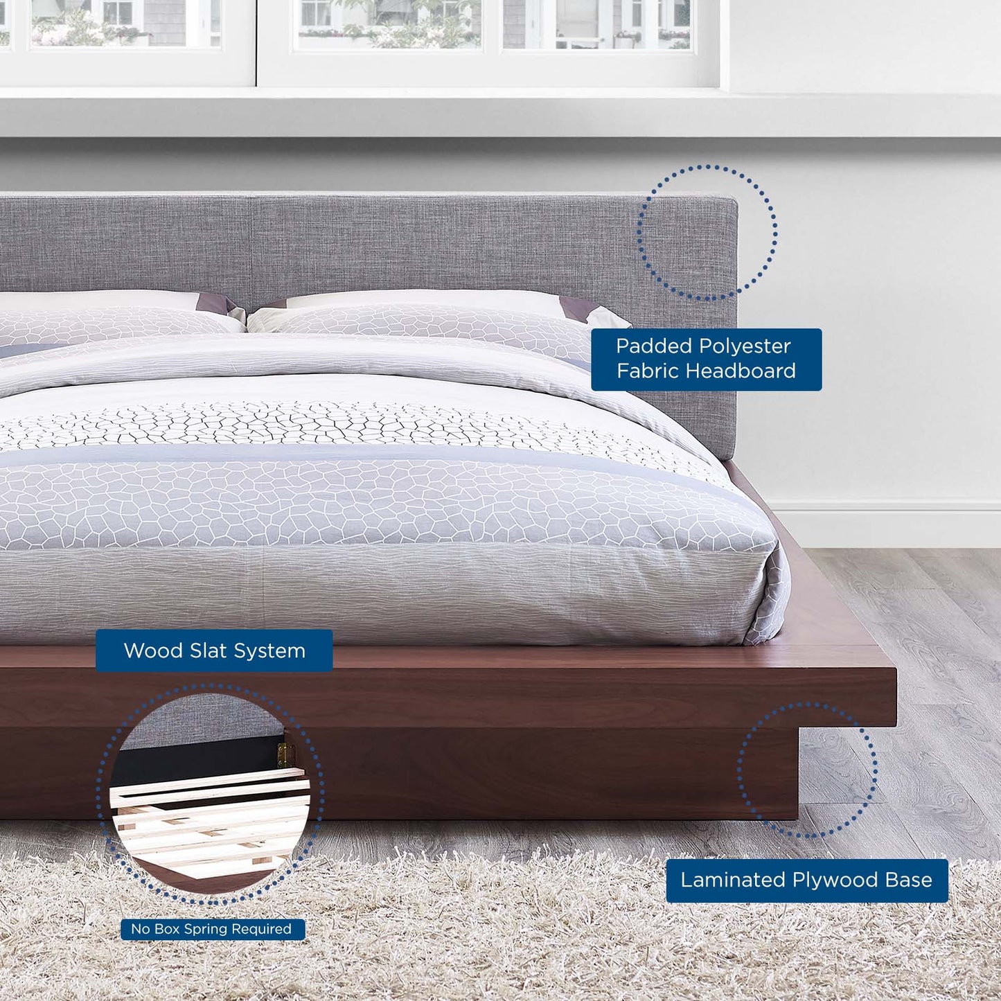 Modway Freja Queen Fabric Platform Bed | Beds | 
