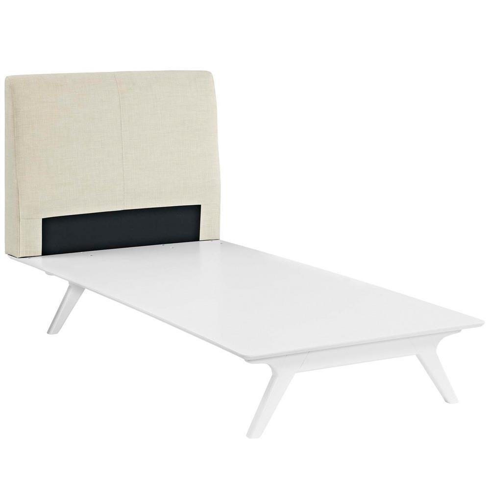 Modway Tracy Twin Bed - White Beige