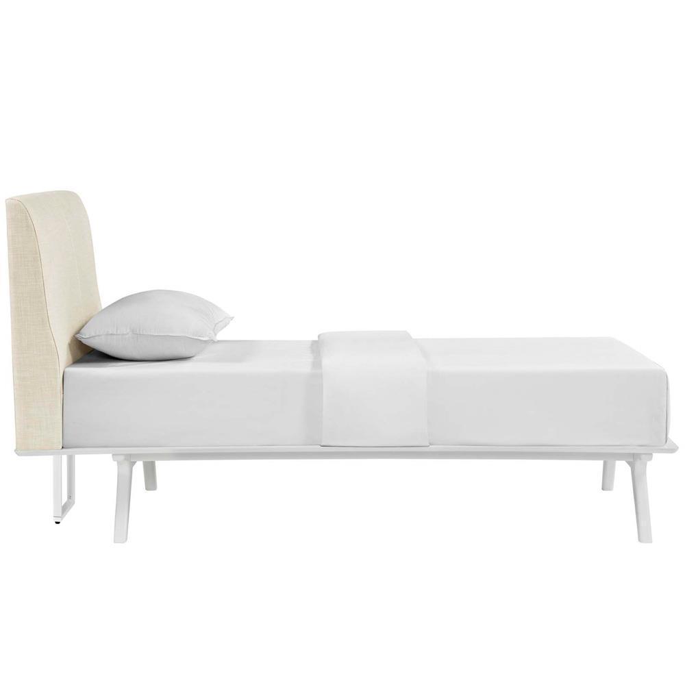 Modway Tracy Twin Bed - White Beige