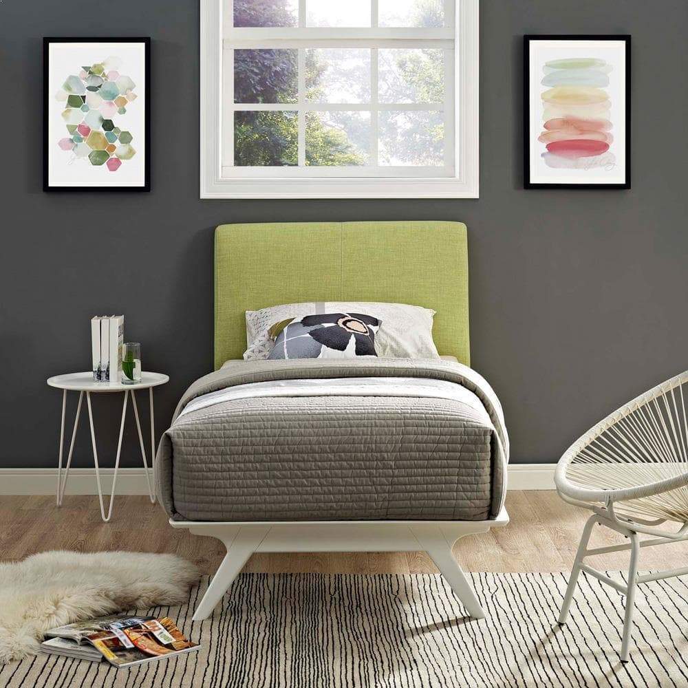 Modway Tracy Twin Bed - White Green