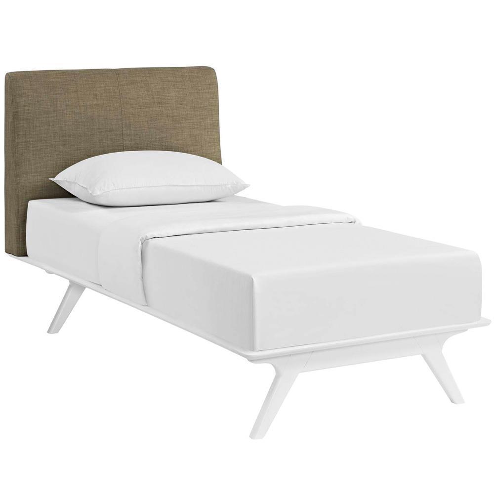 Modway Tracy Twin Bed - White Latte