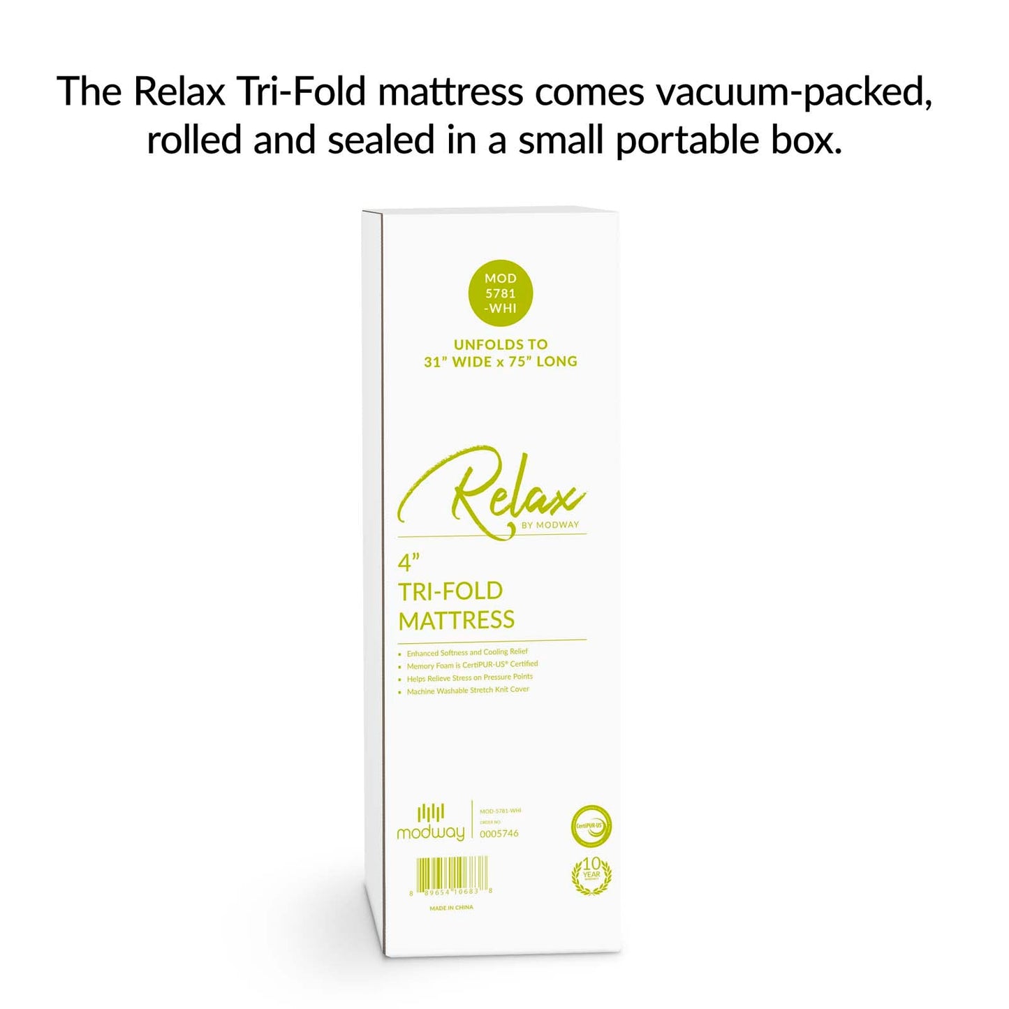 Modway Relax Tri-Fold Mattress - MOD-5781-WHI | Mattresses | Modishstore-6