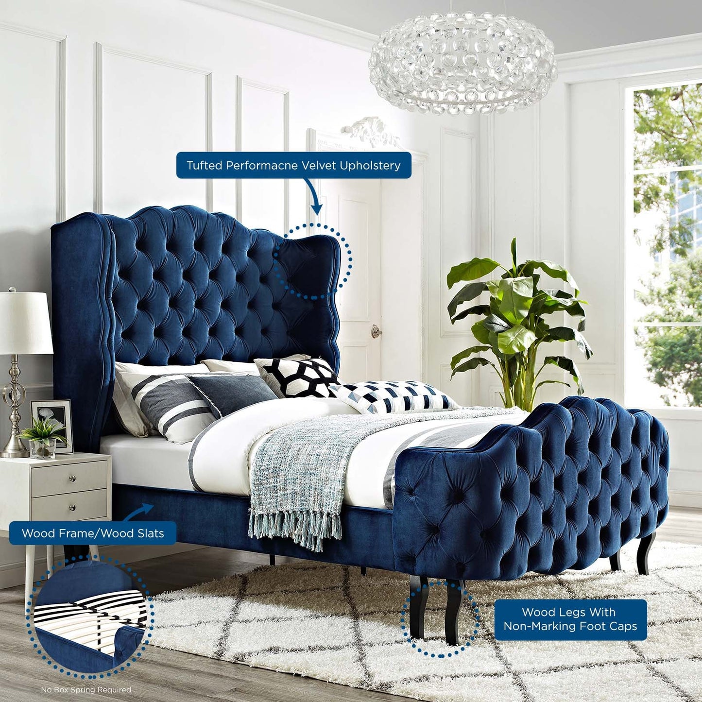 Modway Violette Queen Tufted Wingback Performance Velvet Platform Bed - MOD-5804