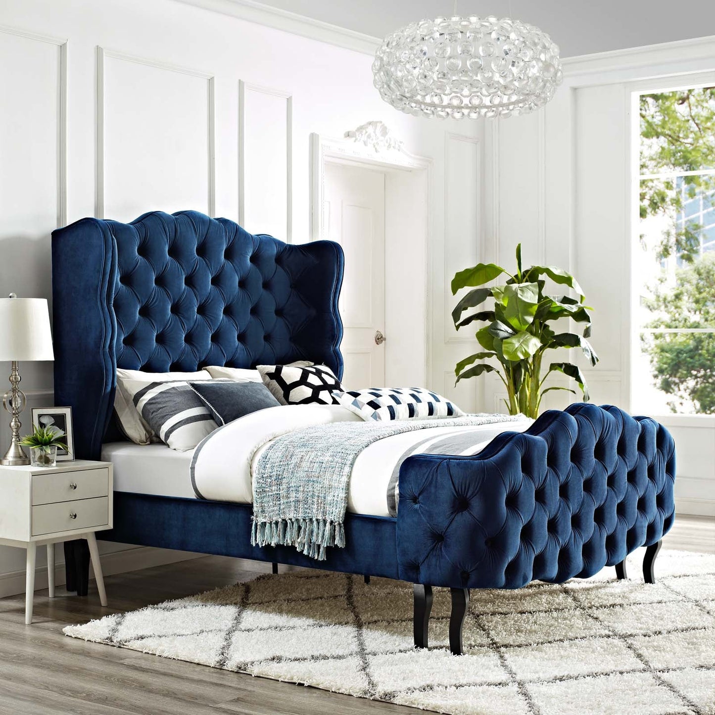 Modway Violette Queen Tufted Wingback Performance Velvet Platform Bed - MOD-5804