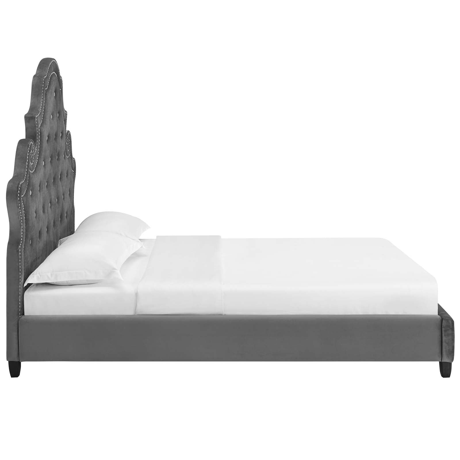 Modway Valentina Queen Tufted Nailhead Performance Velvet Platform Bed | Beds | Modishstore-22