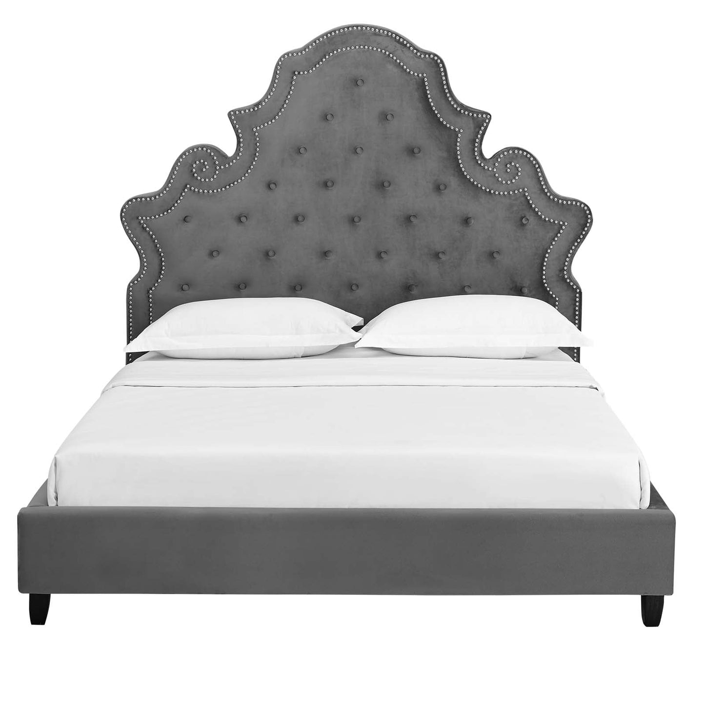 Modway Valentina Queen Tufted Nailhead Performance Velvet Platform Bed | Beds | Modishstore-21