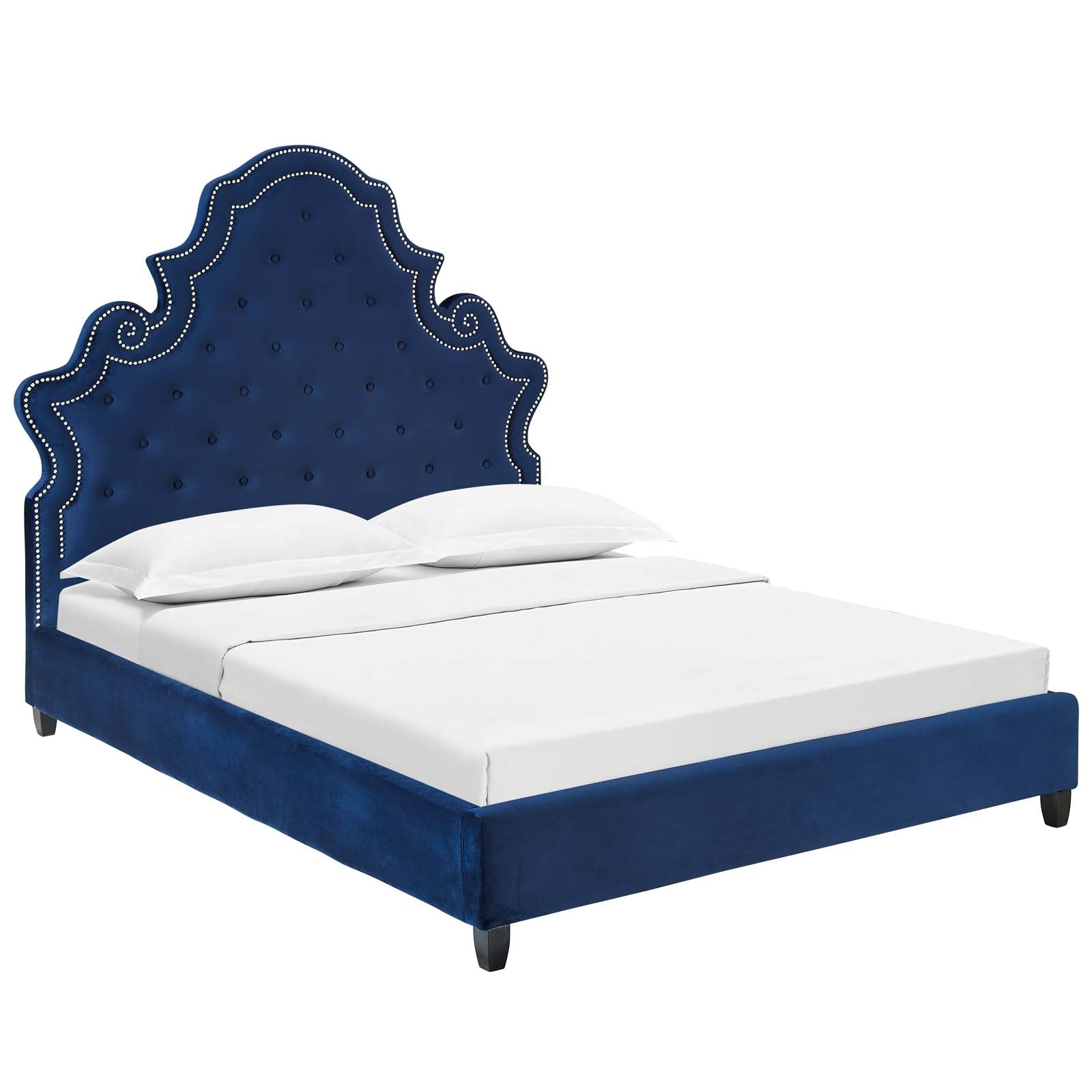 Modway Valentina Queen Tufted Nailhead Performance Velvet Platform Bed | Beds | Modishstore-18
