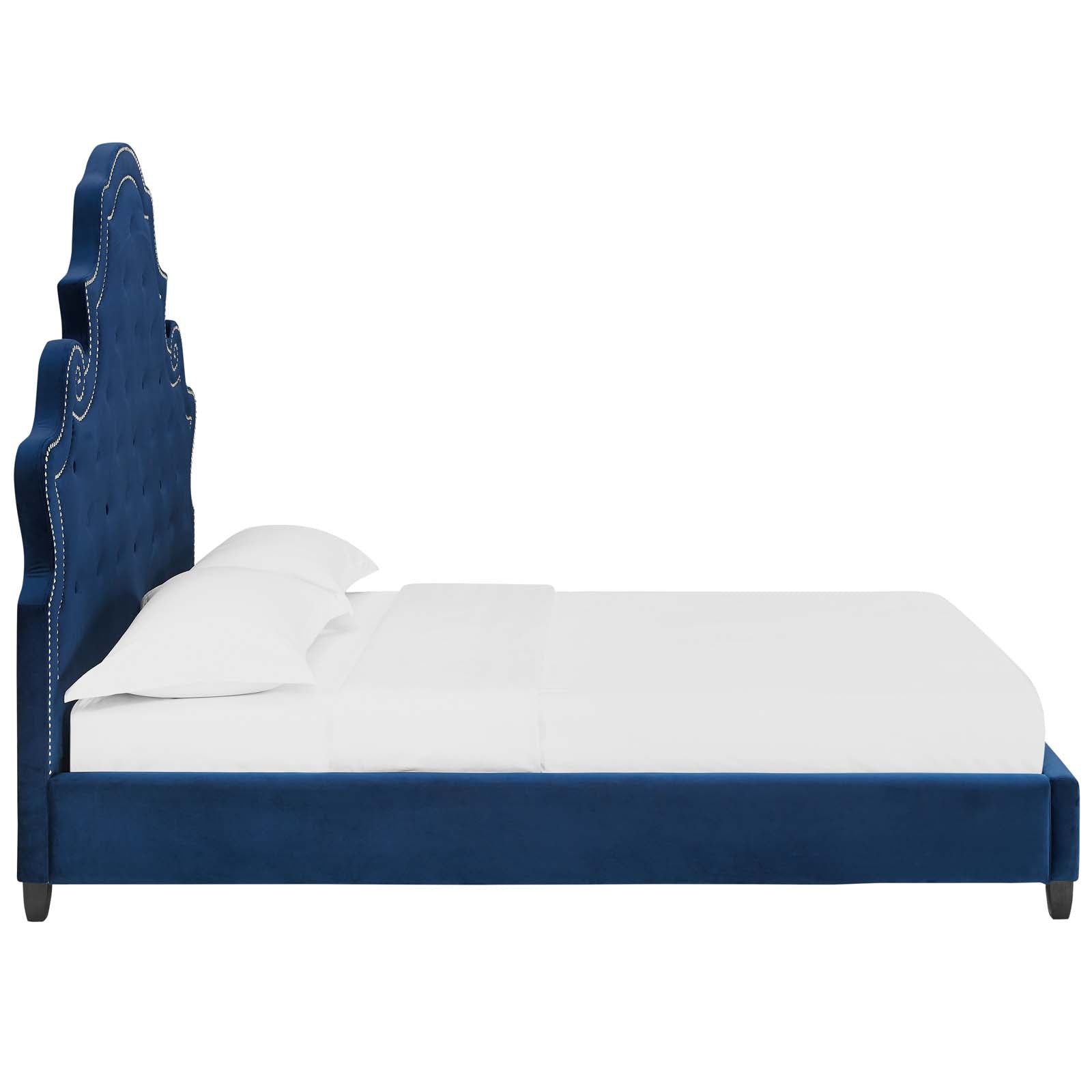 Modway Valentina Queen Tufted Nailhead Performance Velvet Platform Bed | Beds | Modishstore-24