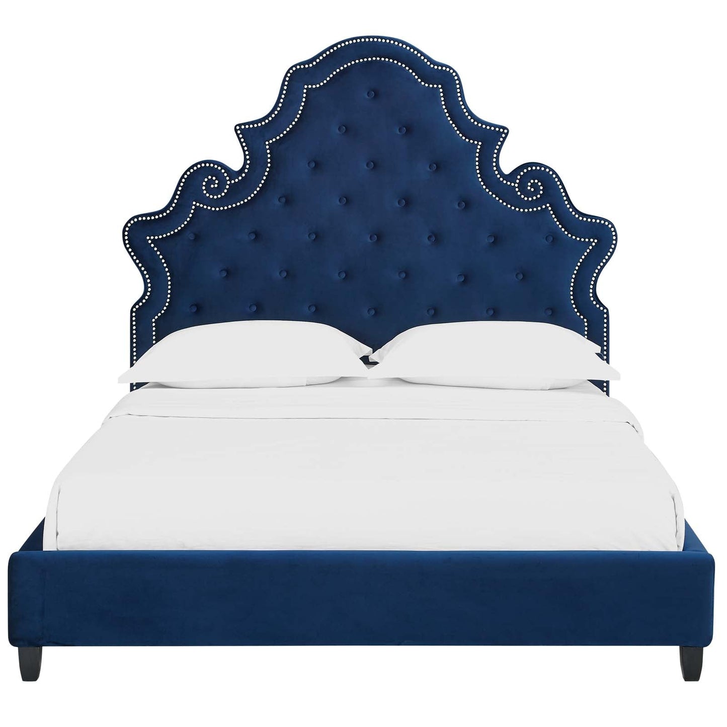Modway Valentina Queen Tufted Nailhead Performance Velvet Platform Bed | Beds | Modishstore-25
