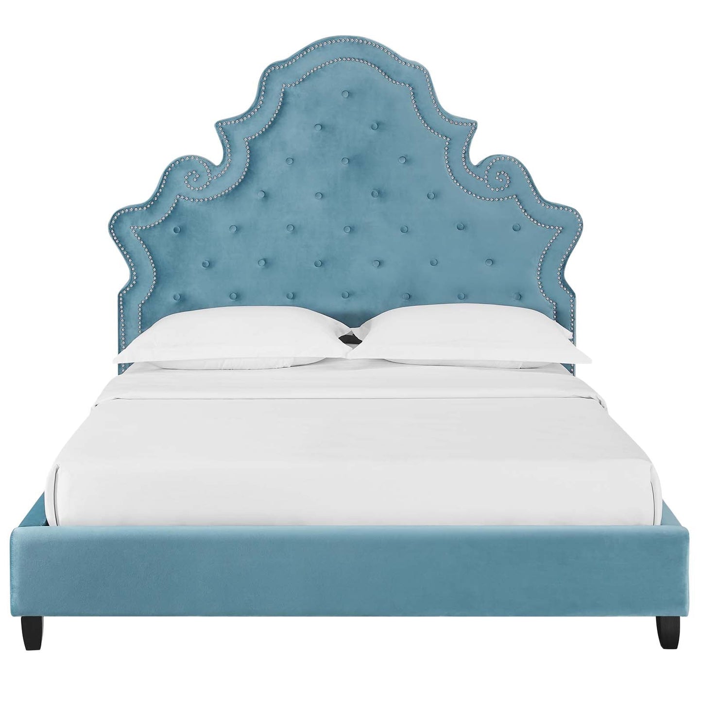Modway Valentina Queen Tufted Nailhead Performance Velvet Platform Bed | Beds | Modishstore-16