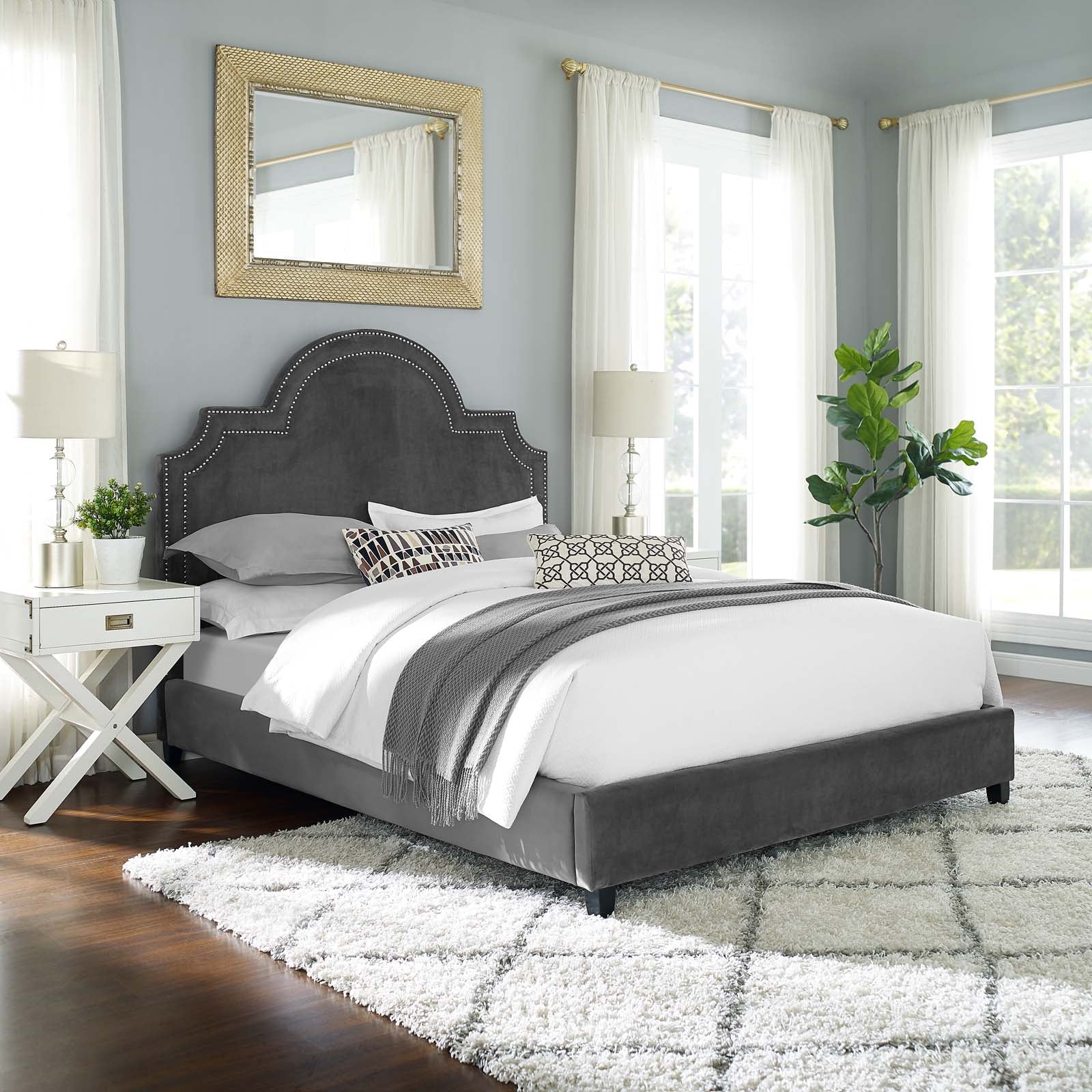 Modway Primrose Queen Performance Velvet Platform Bed | Beds | Modishstore-11