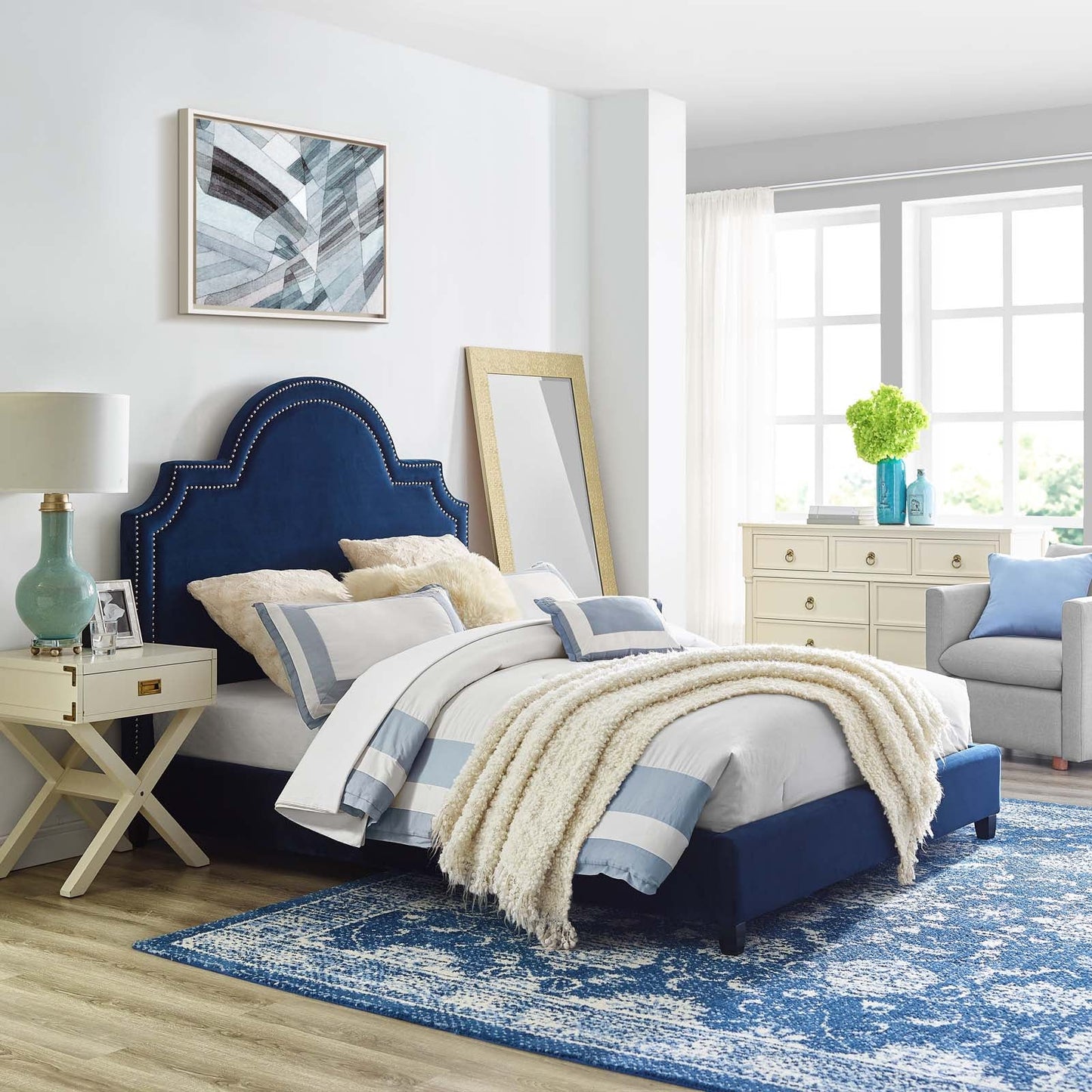 Modway Primrose Queen Performance Velvet Platform Bed | Beds | Modishstore