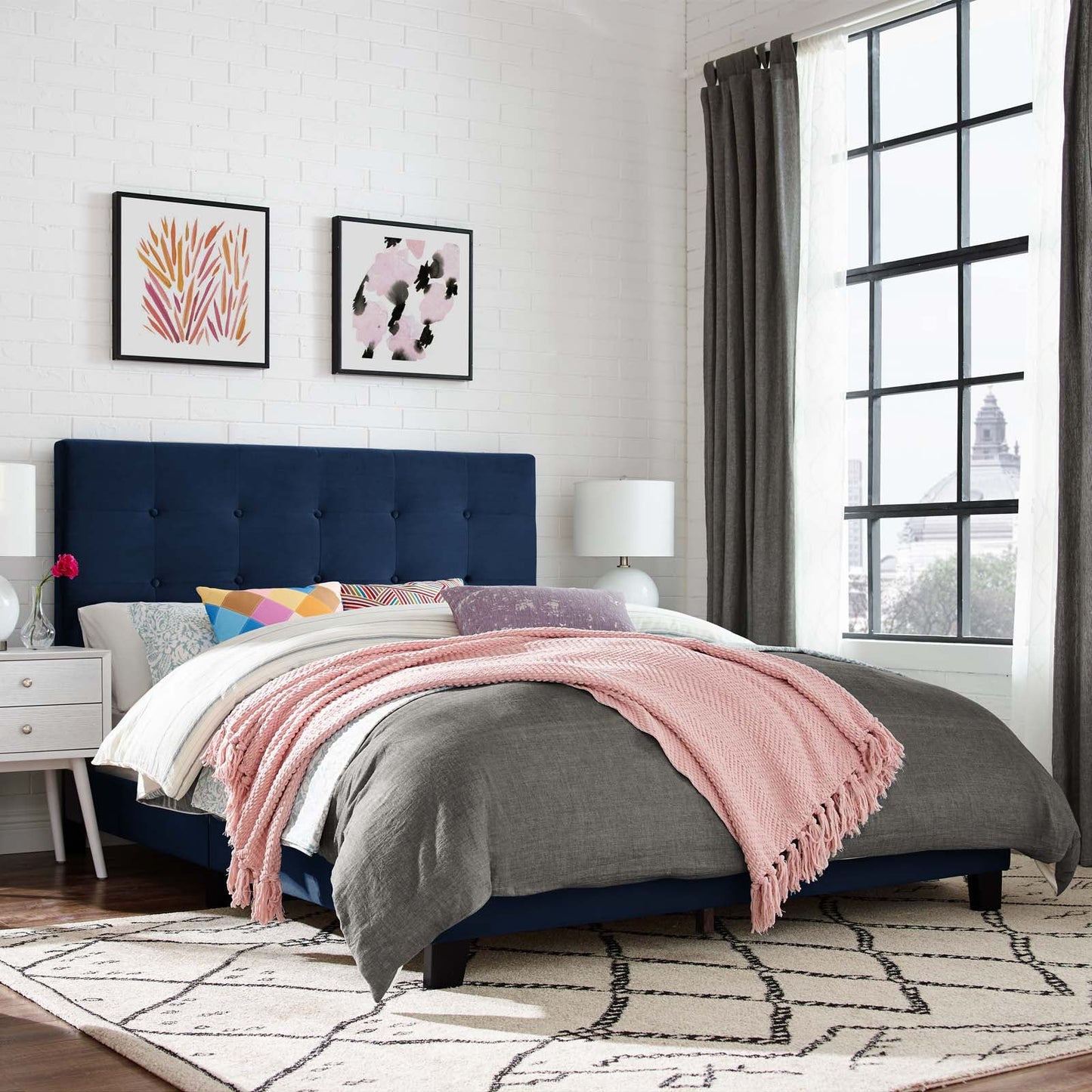 Modway Melanie Queen Tufted Button Upholstered Performance Velvet Platform Bed | Beds | Modishstore-19