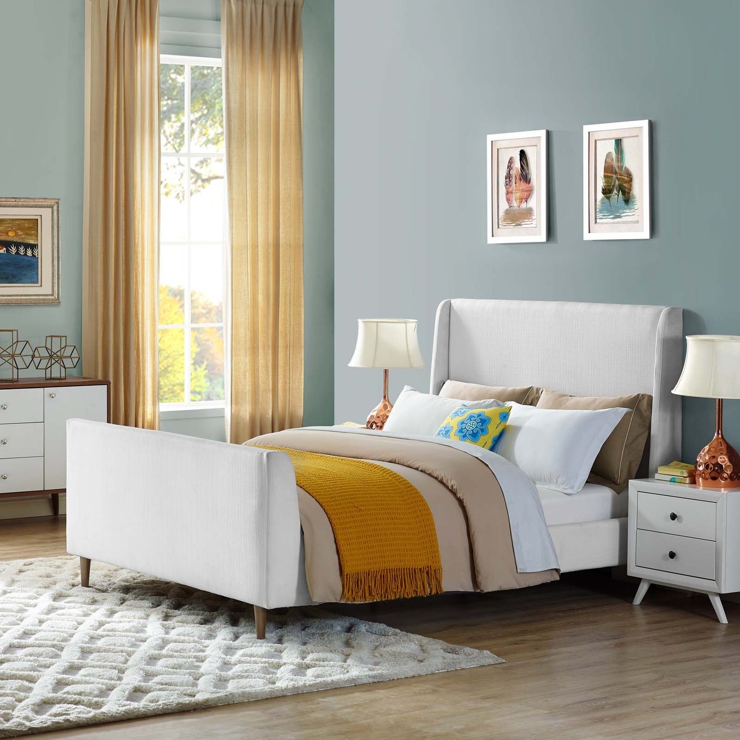Modway Aubree Queen Upholstered Fabric Sleigh Platform Bed