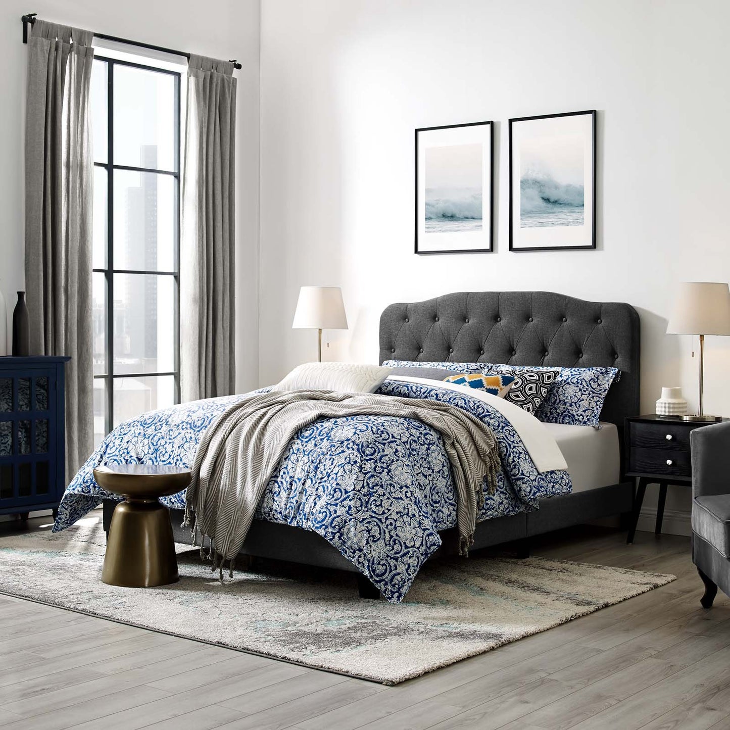 Modway Amelia King Upholstered Fabric Bed
