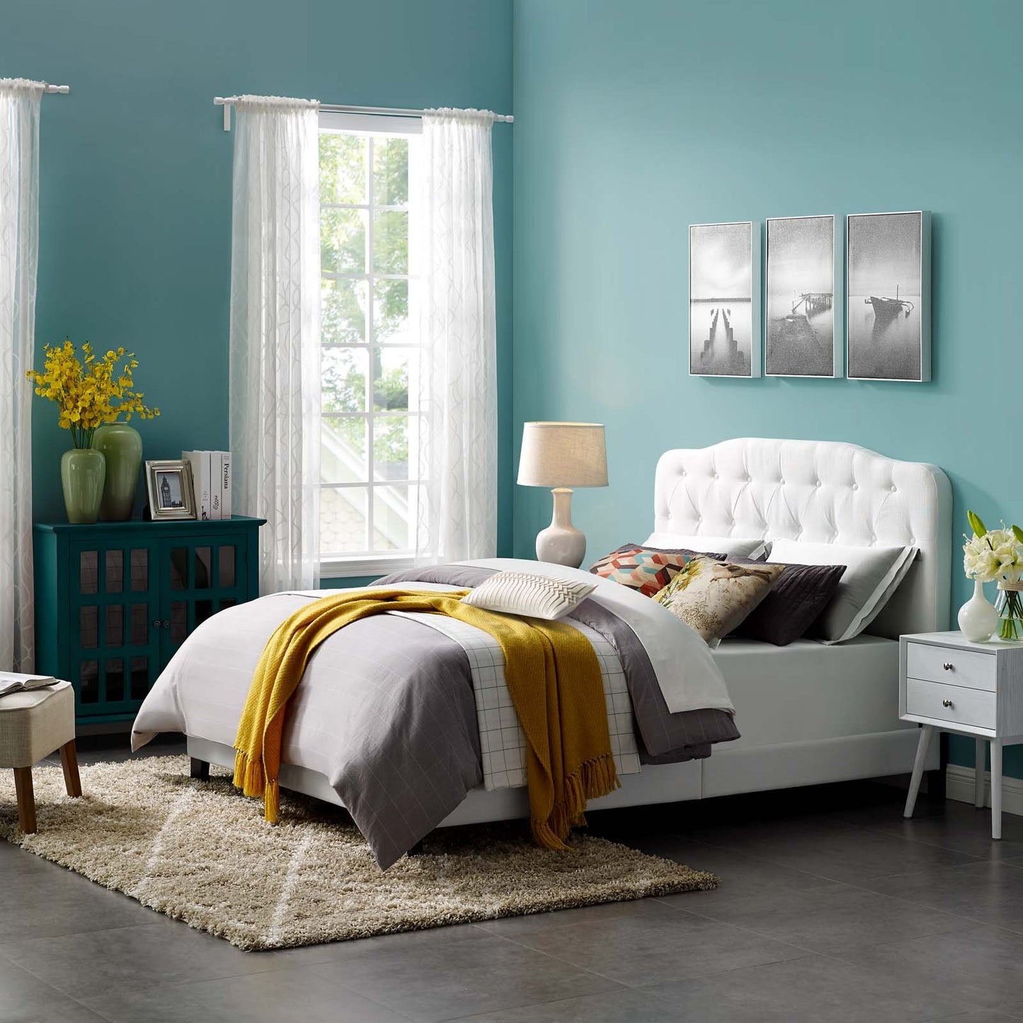 Modway Amelia King Upholstered Fabric Bed